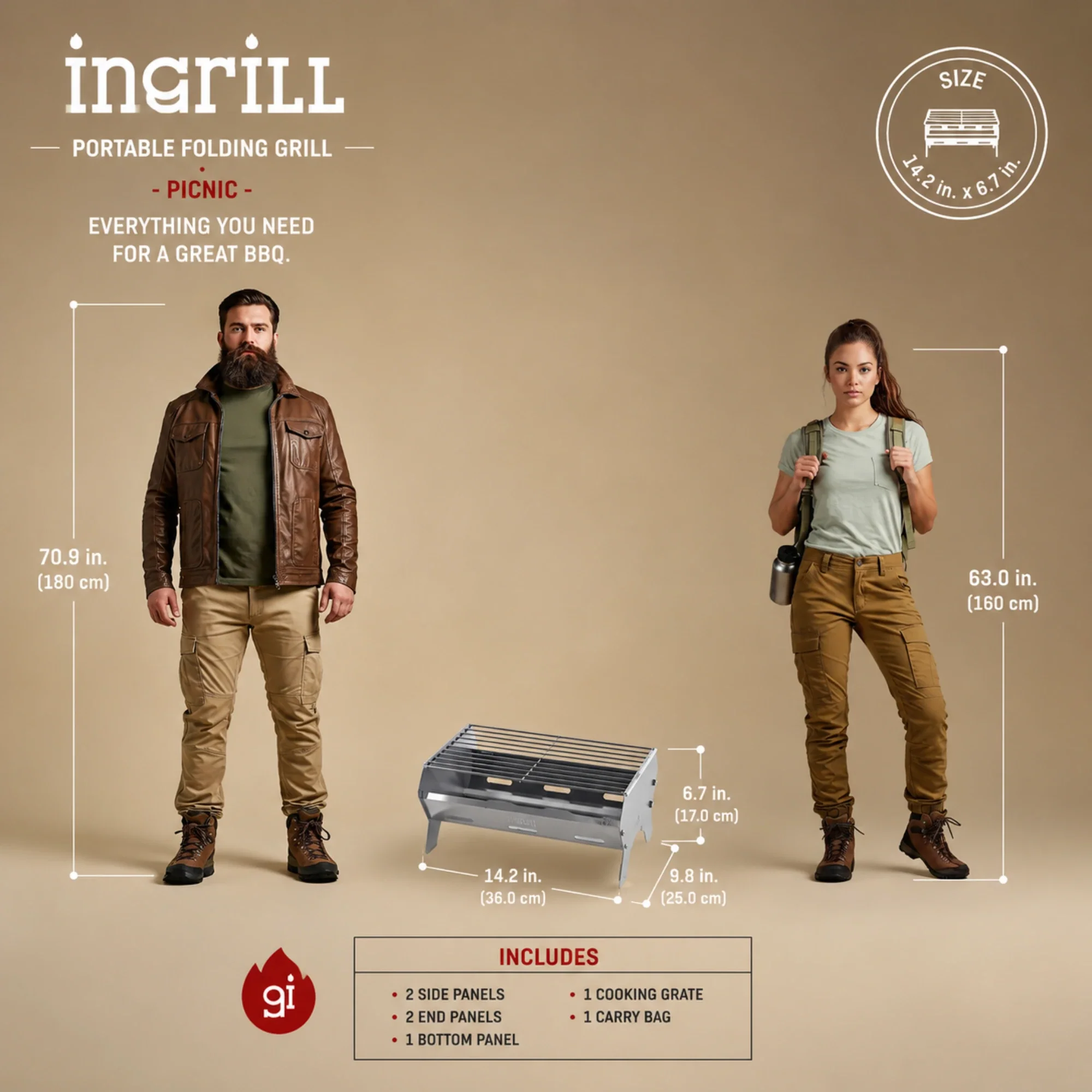 Ingrill Stainless Steel Charcoal Portable Grill - Image 3