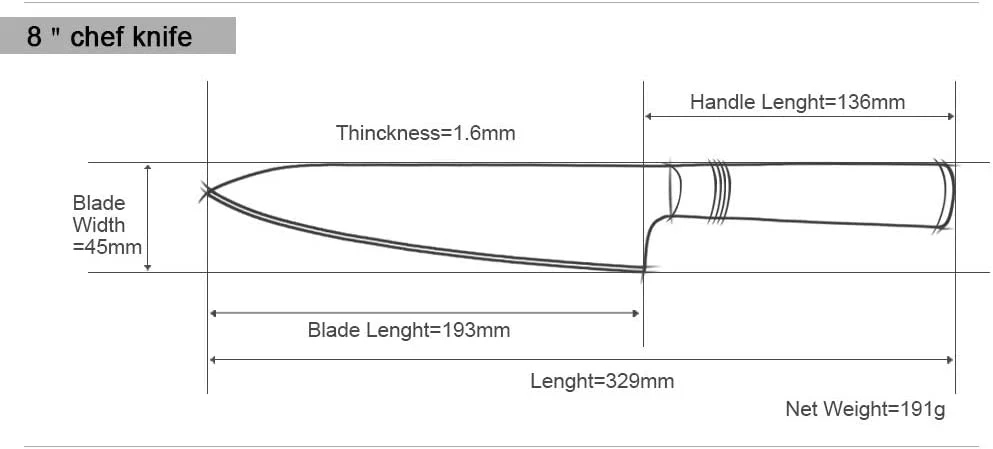 Luxury Blue Damascus Premium Chef Knife 8 Inch Blade - Image 3