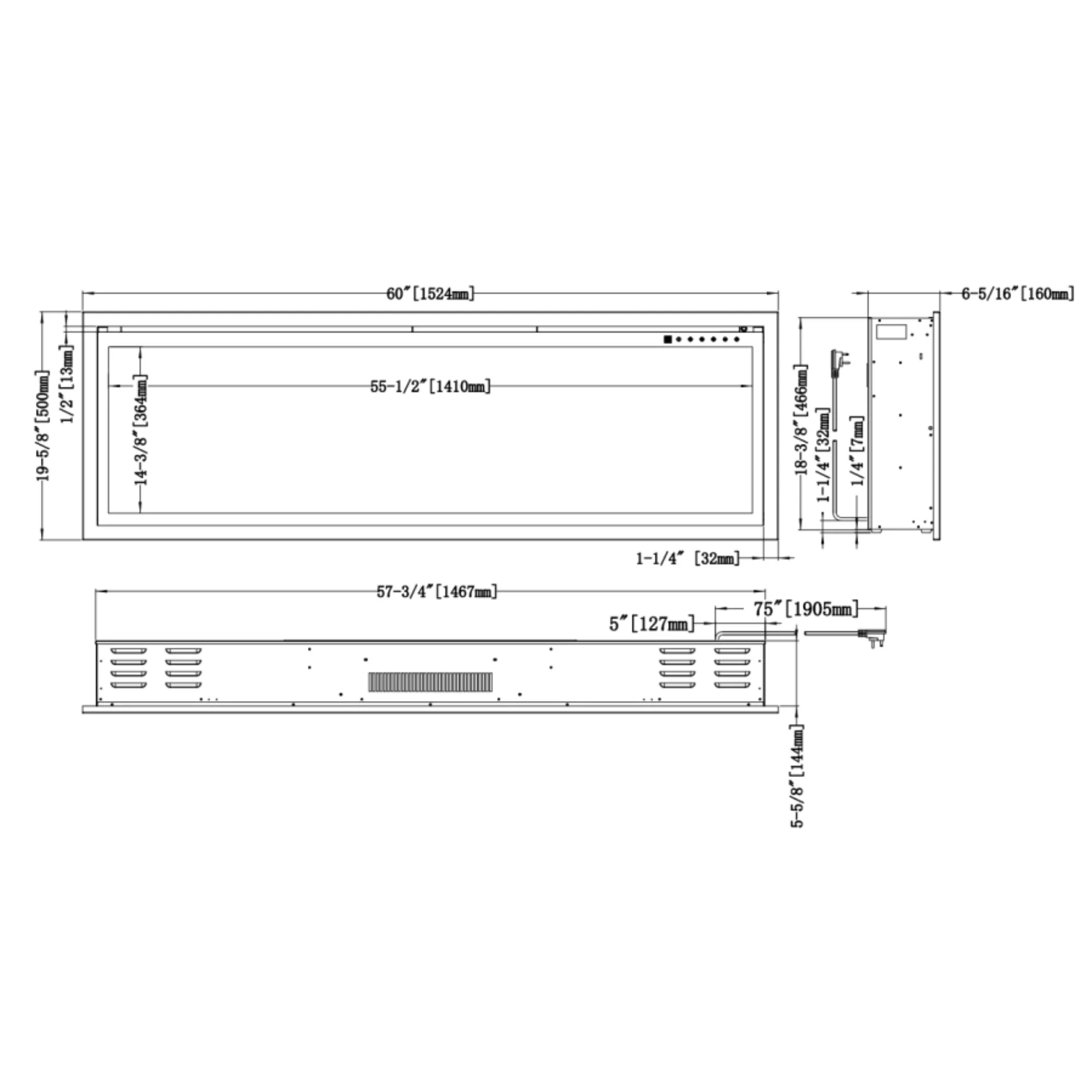 Modern Flames 60 Icnh Orion Slim HelioVision Linear Electric Fireplace - Image 3