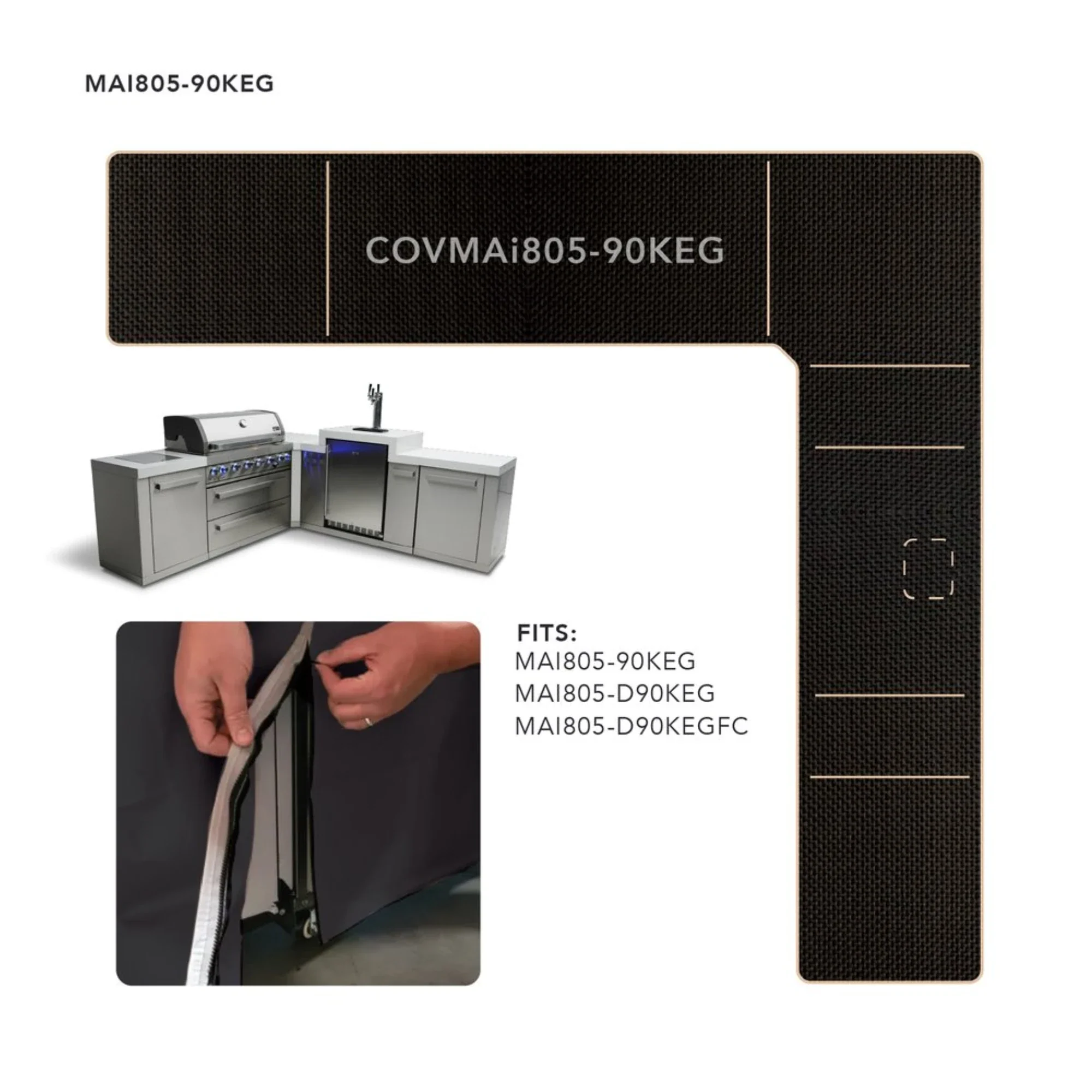 Mont Alpi COVMAi805-90KEG Cover for MAi805 Islands w/ 90 Degree Corner & Kegerator
