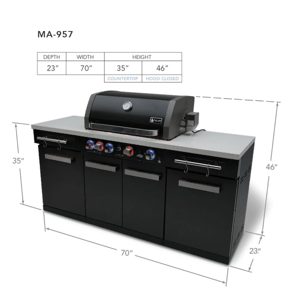 Mont Alpi MA-957 Stainless Steel Outdoor Kitchen Island with 5-Burner Grill - Image 3