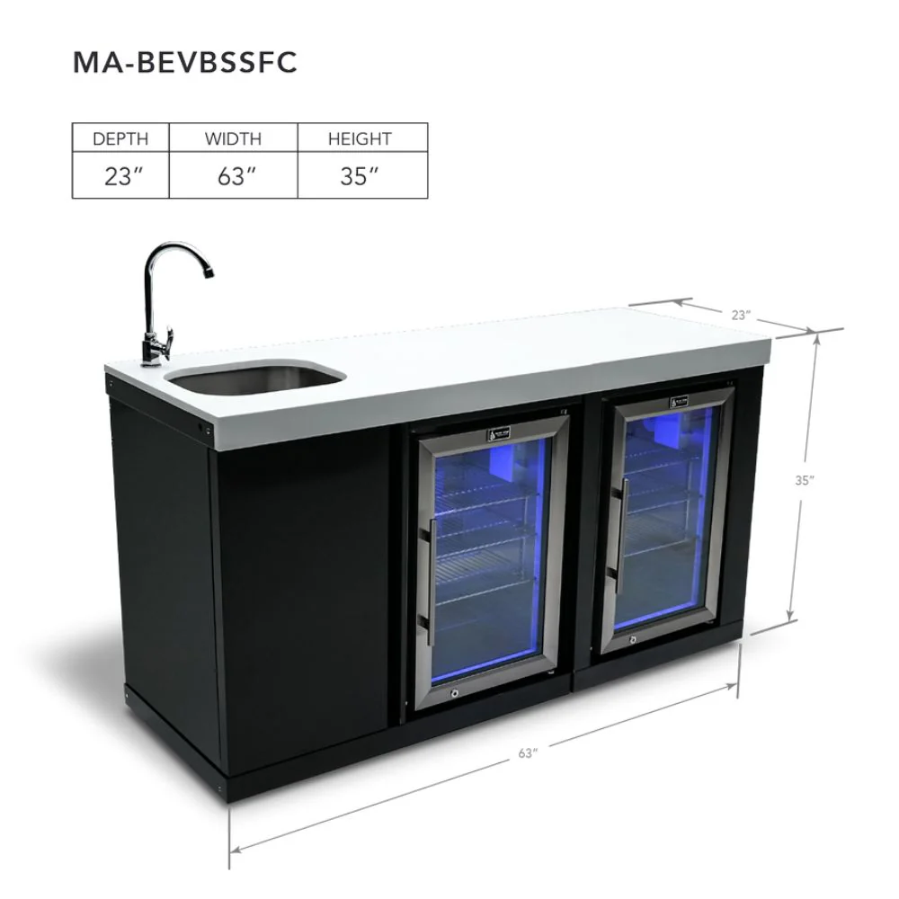 Mont Alpi MA-BEVBSSFC Black Stainless Steel Module with Beverage Center & Fridge Cabinet - Image 4