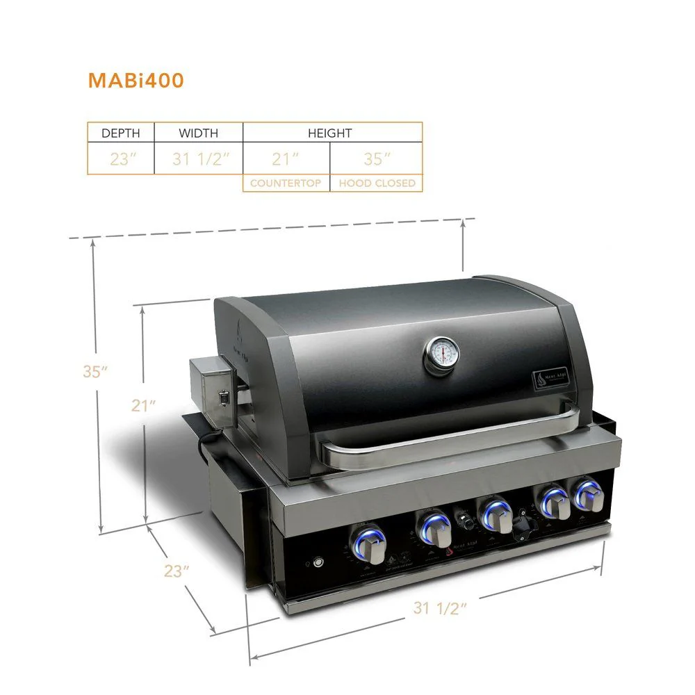 Mont Alpi MABi400-BSS 32-Inch Black Stainless Steel Propane Built-in Grill - Image 4