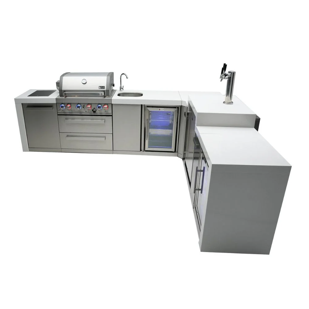 Mont Alpi MAi400-D90KEGBEVFC Propane 4-Burner Deluxe Island with 90-Degree Corner, Kegerator, Beverage Center & Fridge Cabinet - Image 3