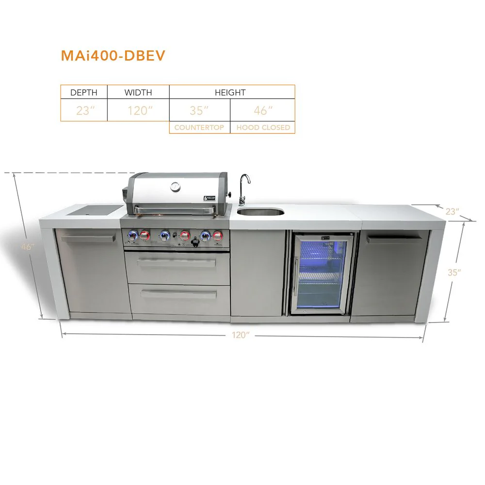 Mont Alpi MAi400-DBEV Propane 4-Burner Deluxe Island with Beverage Center - Image 2