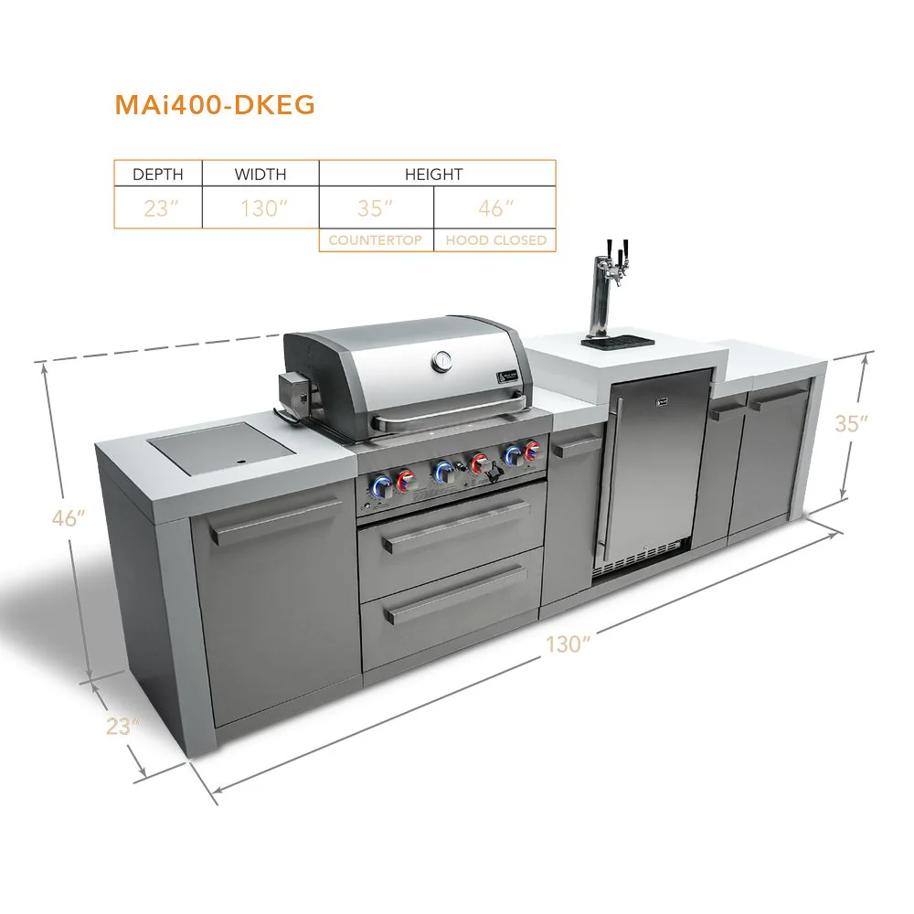 Mont Alpi MAi400-DKEG Propane 4-Burner Deluxe Island with Kegerator - Image 4