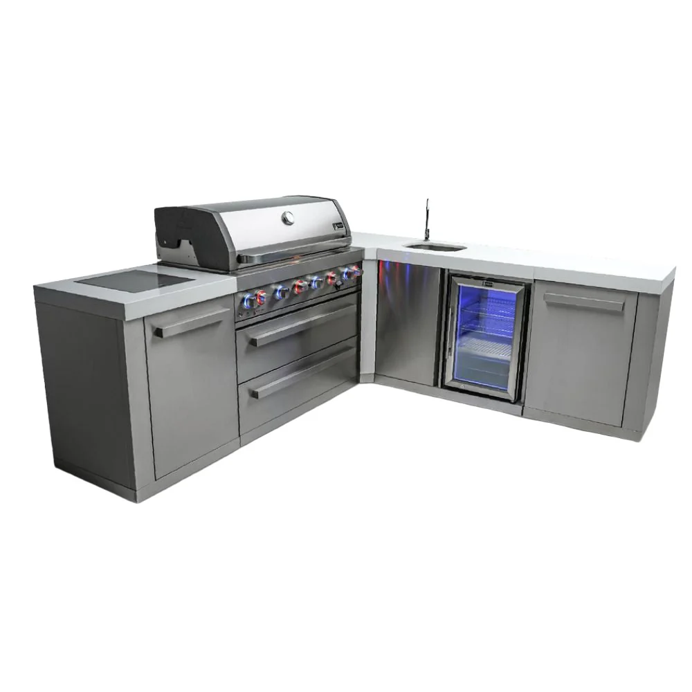 Mont Alpi MAi805-90BEV 6-Burner Island With 90-Degree Corner & Beverage Center