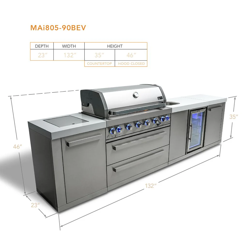 Mont Alpi MAi805-BEV Propane 6-Burner Island with Beverage Center - Image 2