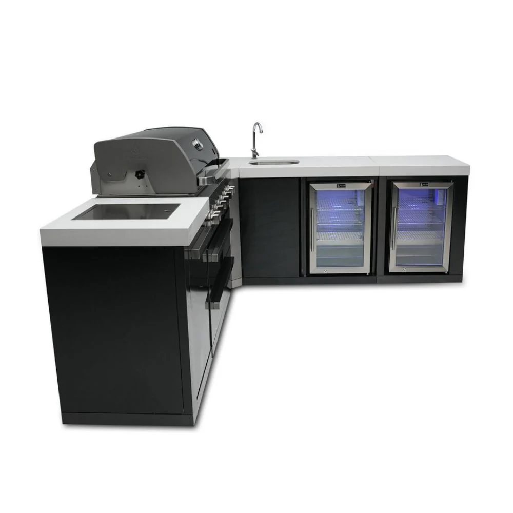 Mont Alpi MAi805-BSS90BEVFC Black, Propane 6-Burner Island with 90-Degree Corner , Beverage Center & Fridge Cabinet - Image 3
