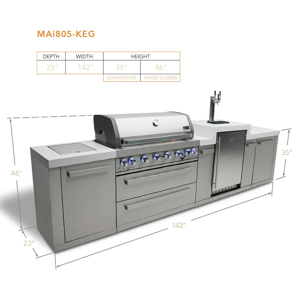 Mont Alpi MAi805-KEG Propane 6-Burner Island With Kegerator - Image 4