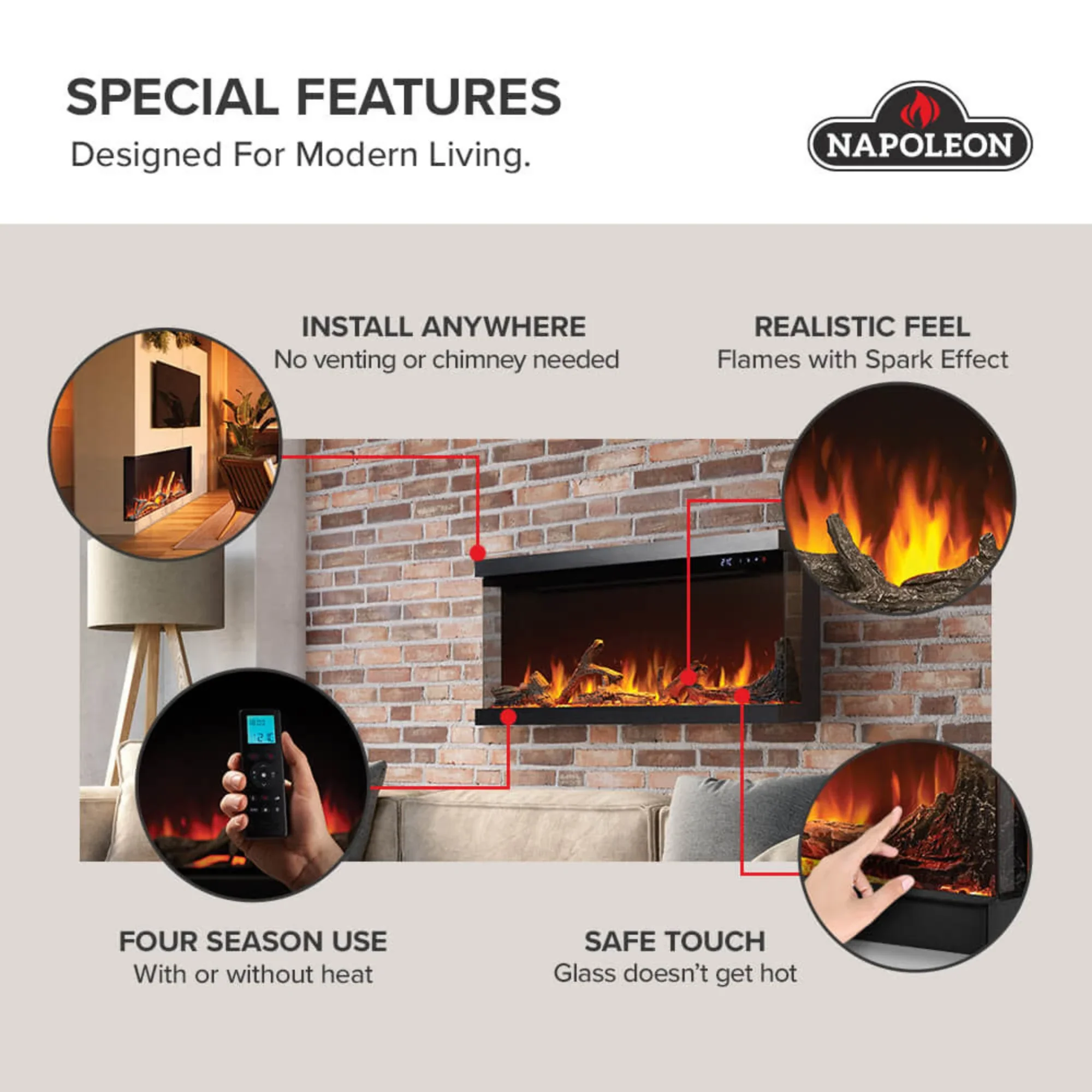 Napoleon Astound 62 FlexMount Electric Fireplace - Image 6