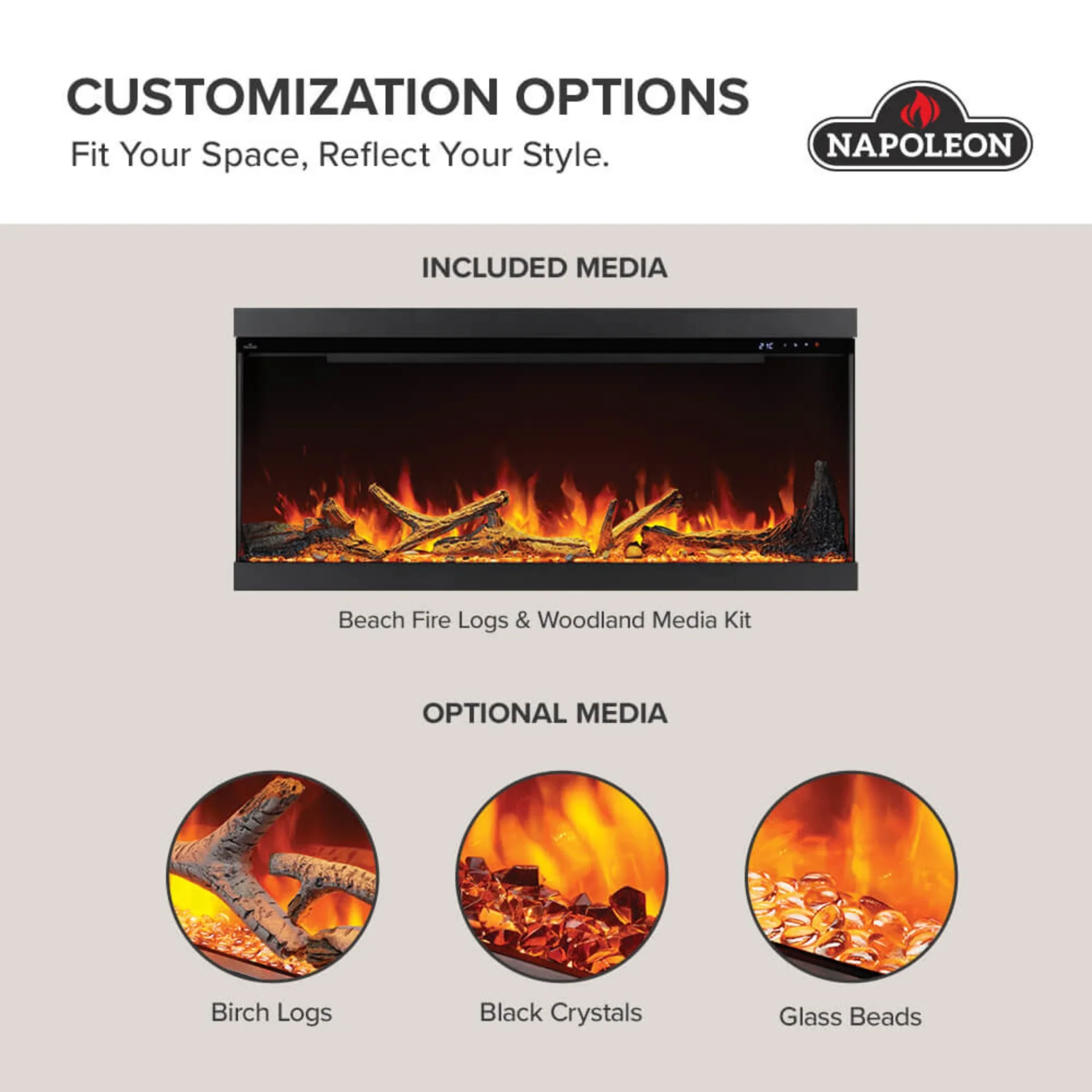 Napoleon Astound 74 FlexMount Electric Fireplace - Image 7