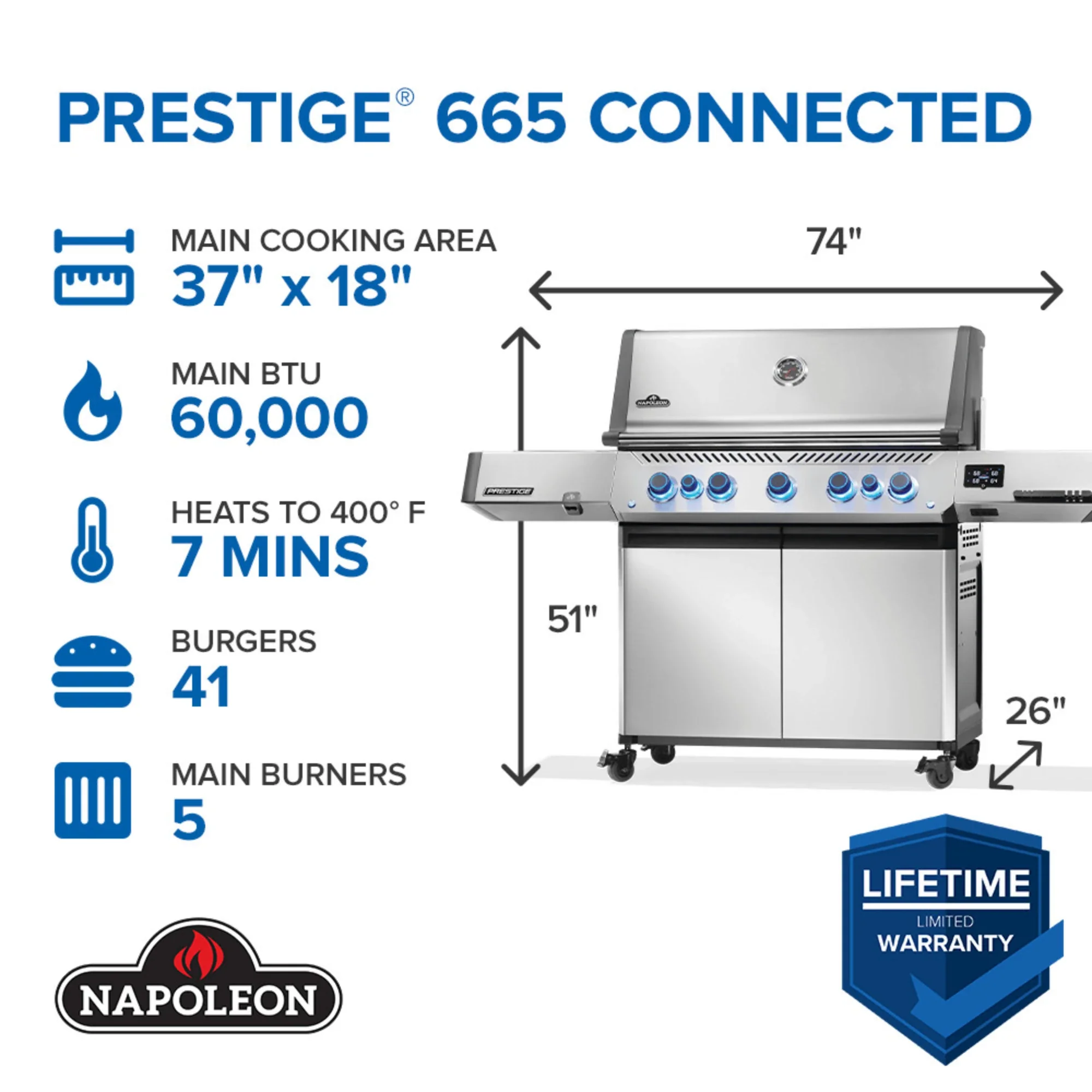Napoleon Prestige 665 Connected RSIB w/ Infrared Side and Rear Burner - Image 2