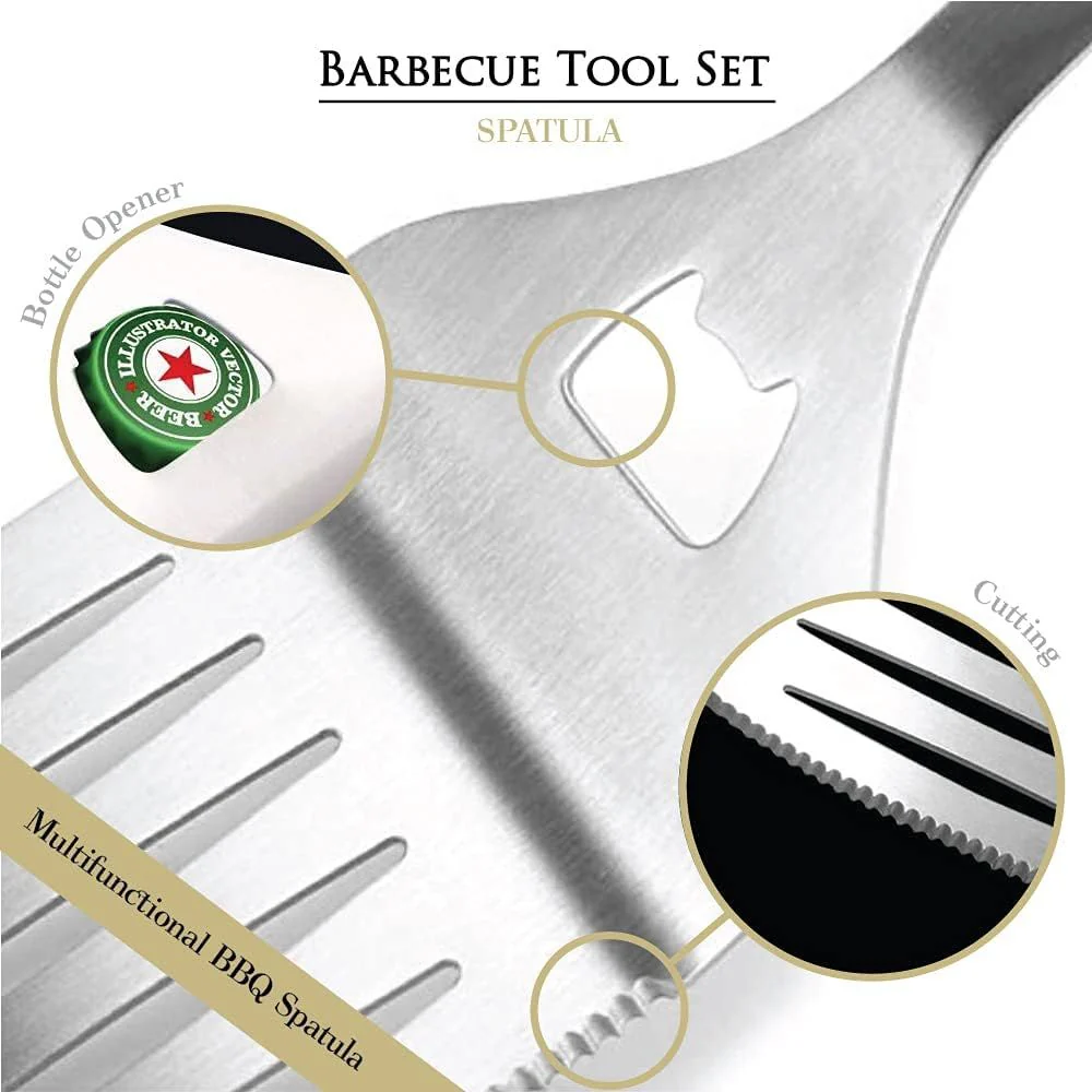 Humos Premium BBQ Tool Set 4 Pcs Stainless Steel - Image 4