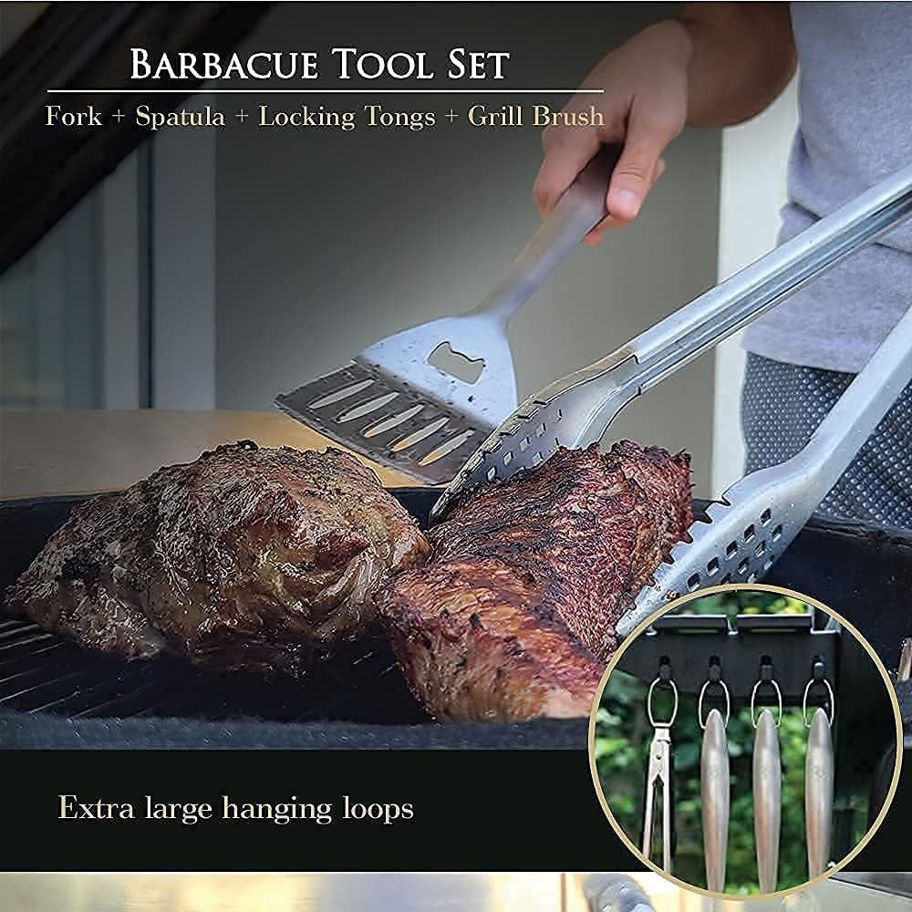 Humos Premium BBQ Tool Set 4 Pcs Stainless Steel - Image 6