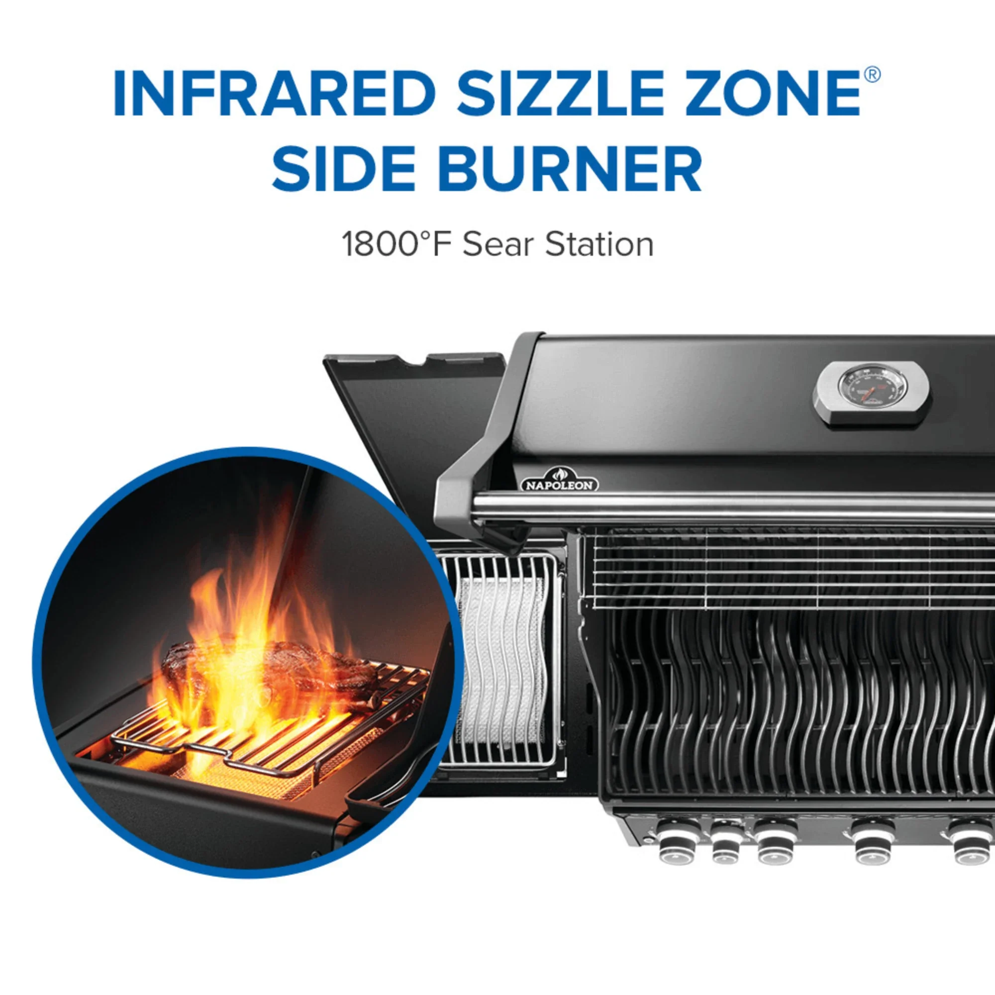 Napoleon Rogue PRO 625 SIB Black Freestanding Gas Grill w/ Infrared Side Burner - Image 8