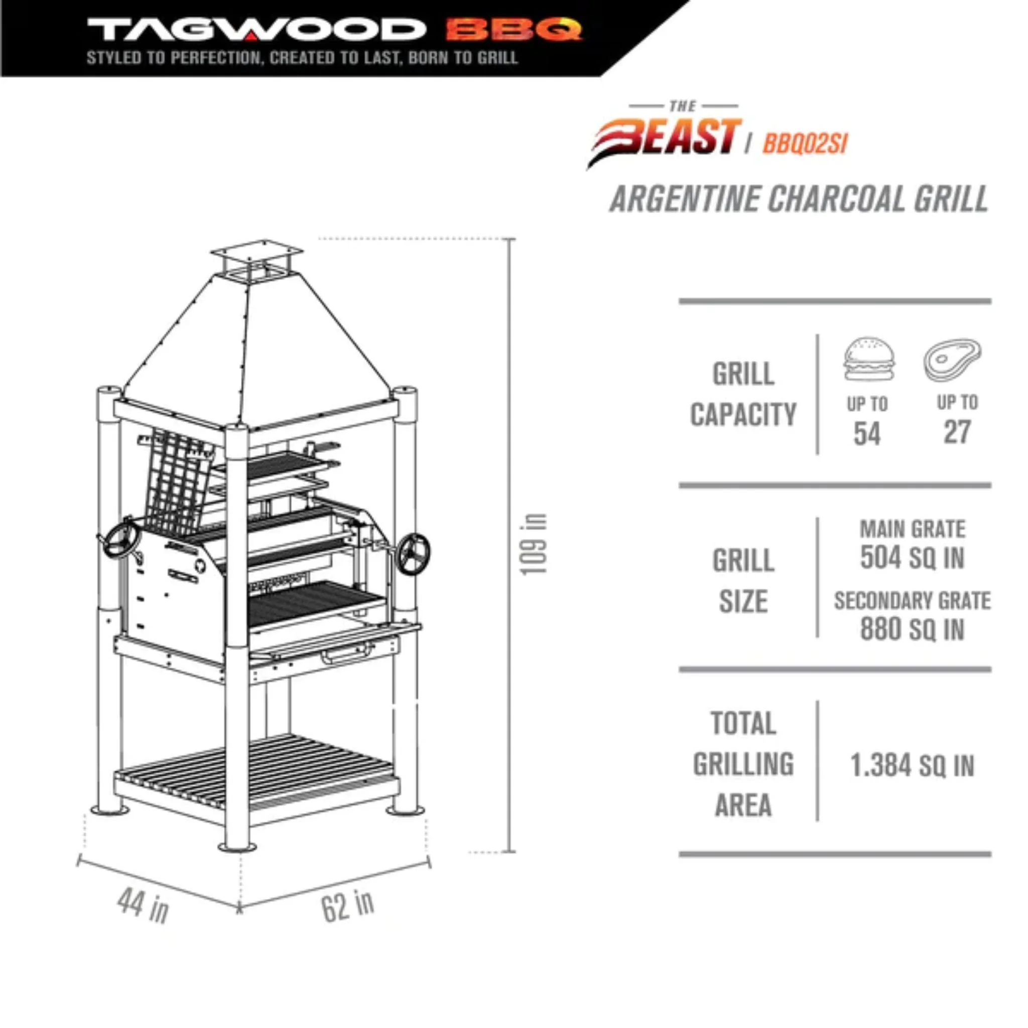Tagwood BBQ02SI Premium Freestanding Santa Maria Argentine Grill - "The Beast" - Image 13