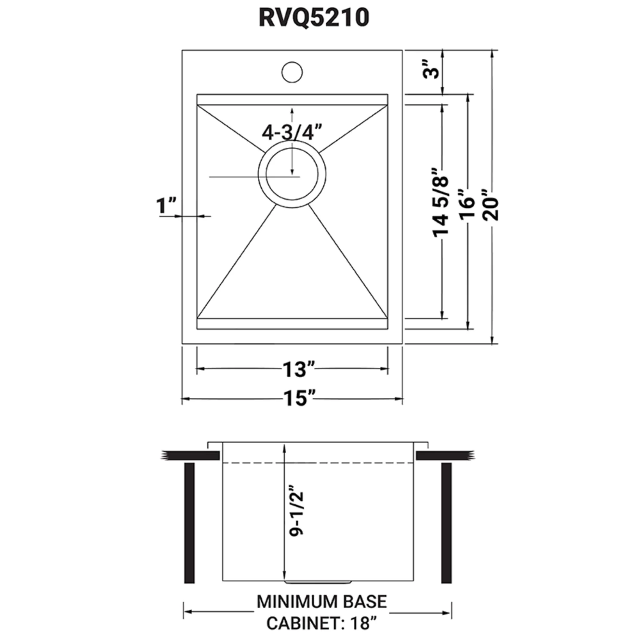 Ruvati Merino RVQ5210 15 x 20 inch Outdoor Sink Stainless Steel - Image 7