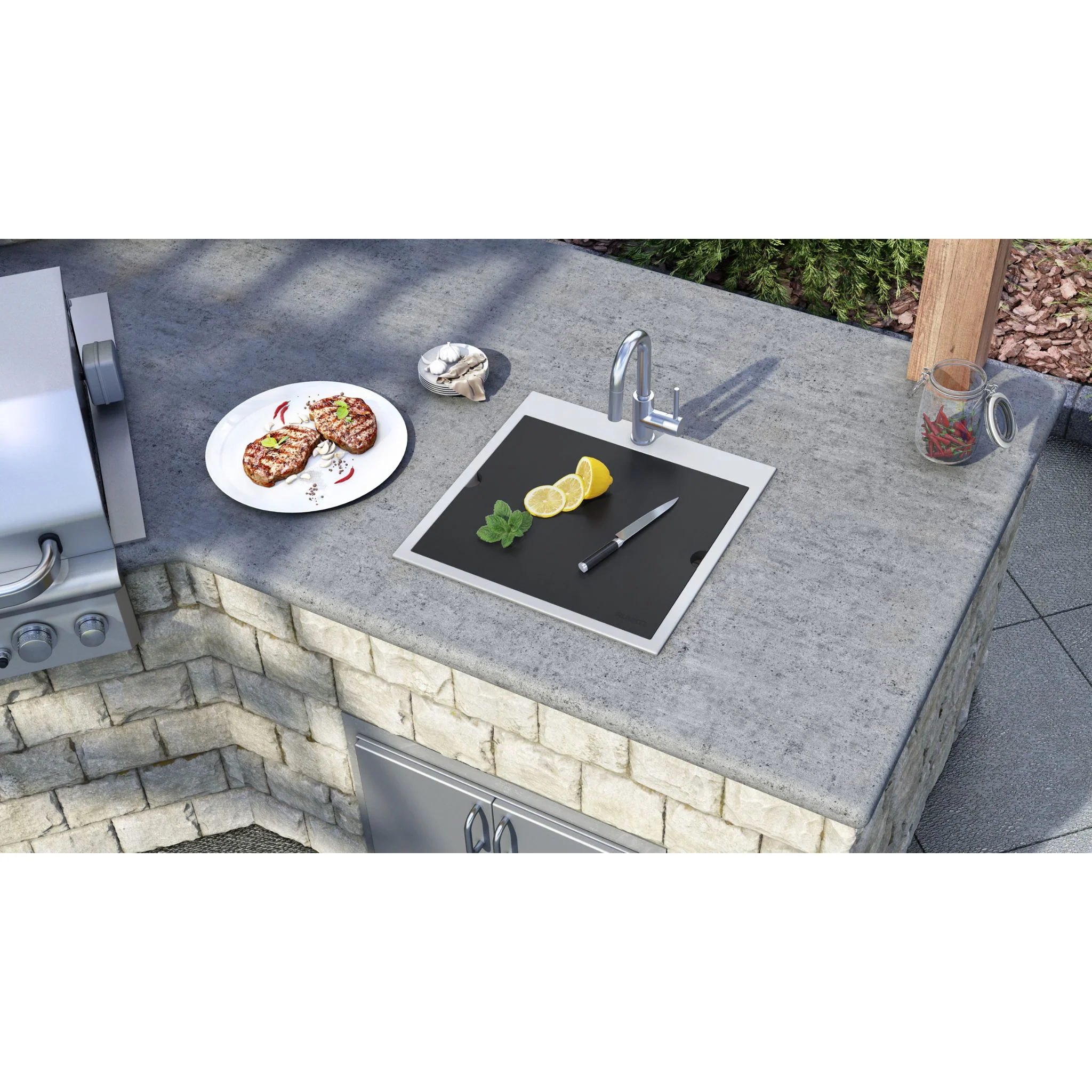 Ruvati Merino RVQ5221 21 x 20 inch Outdoor Sink Stainless Steel - Image 6