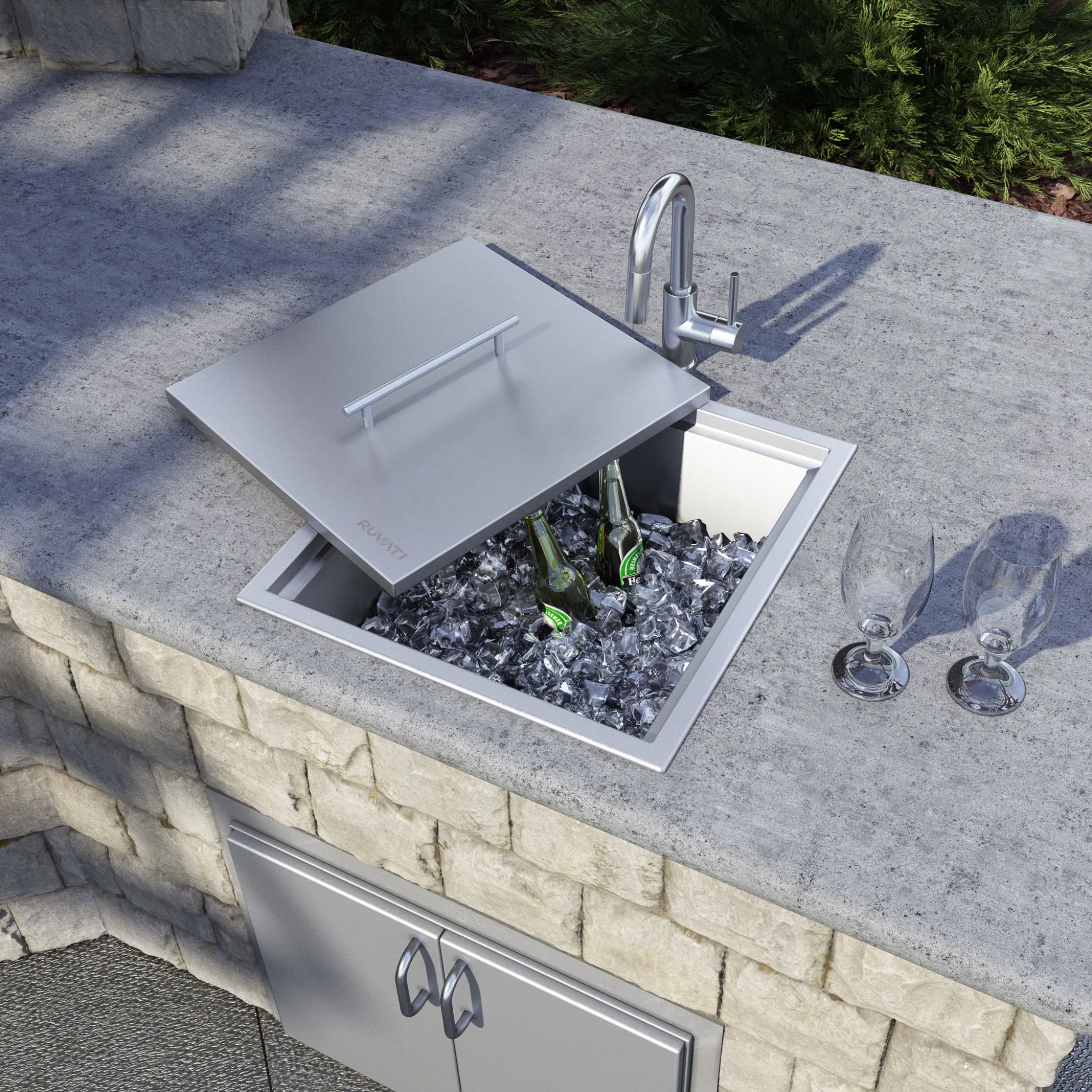 Ruvati Merino RVQ6221 21 x 20 inch Insulated Ice Chest Sink Stainless Steel - Image 5
