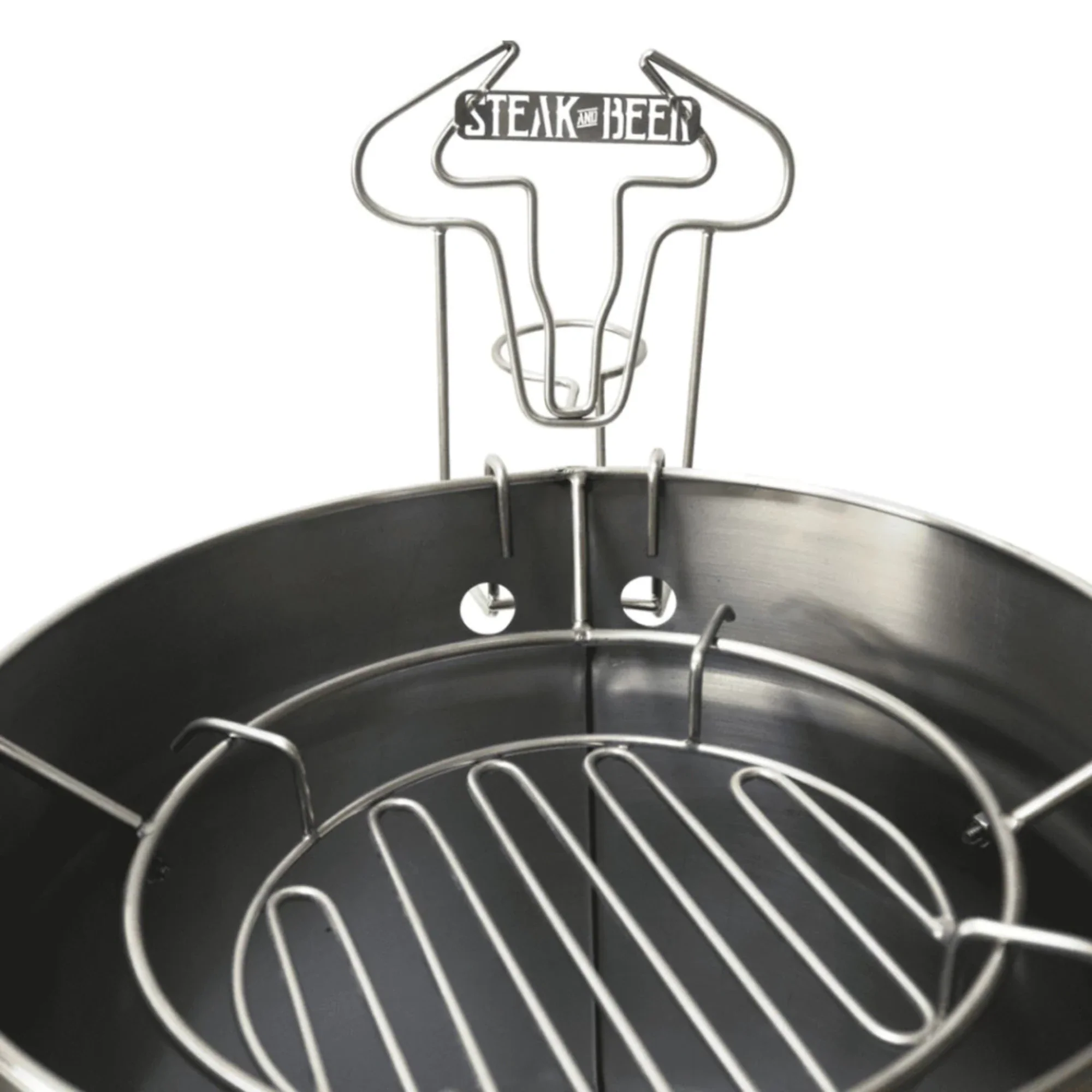 Steak & Beer Stainless Steel BBQ Barrel Lid Holder for Safer Outdoor Cooking - Image 3