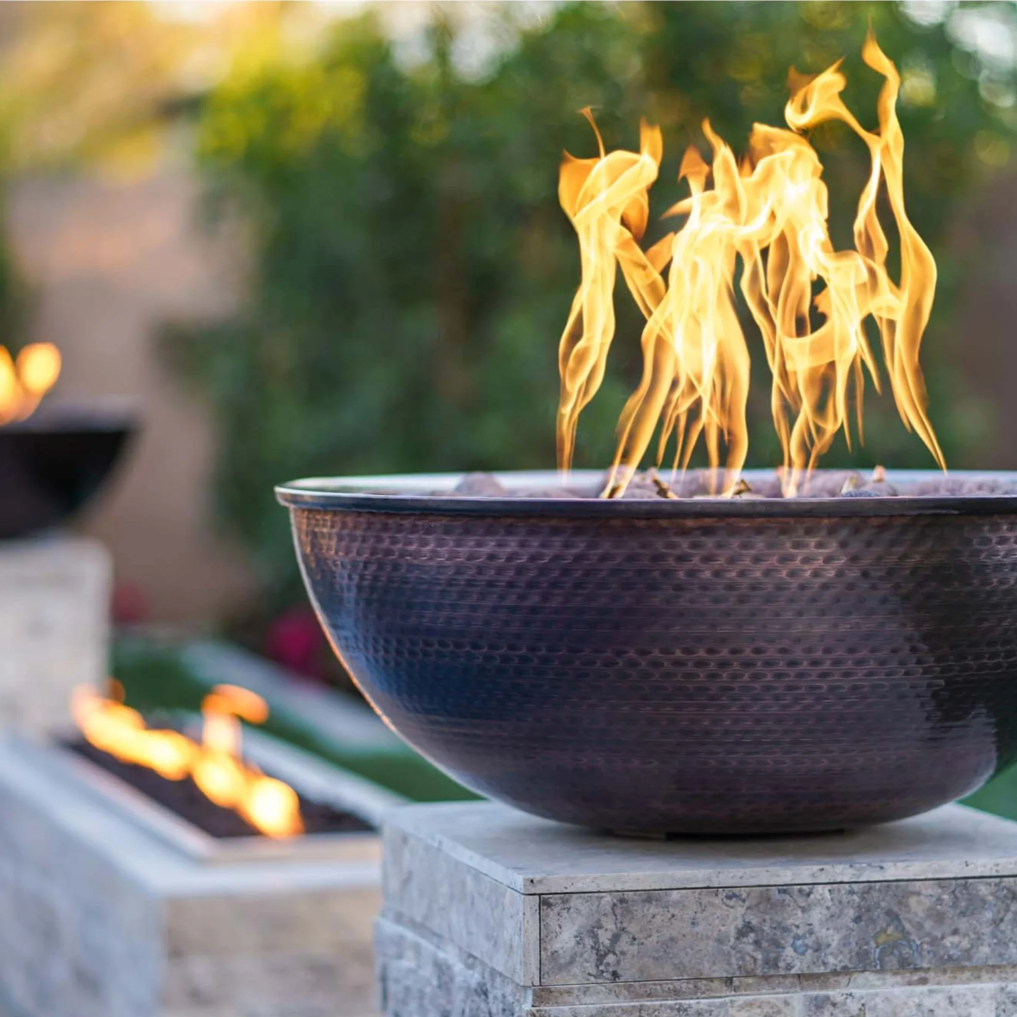 The Outdoor Plus 27 Inch Hammered Patina Copper Sedona Fire Bowl - Image 2