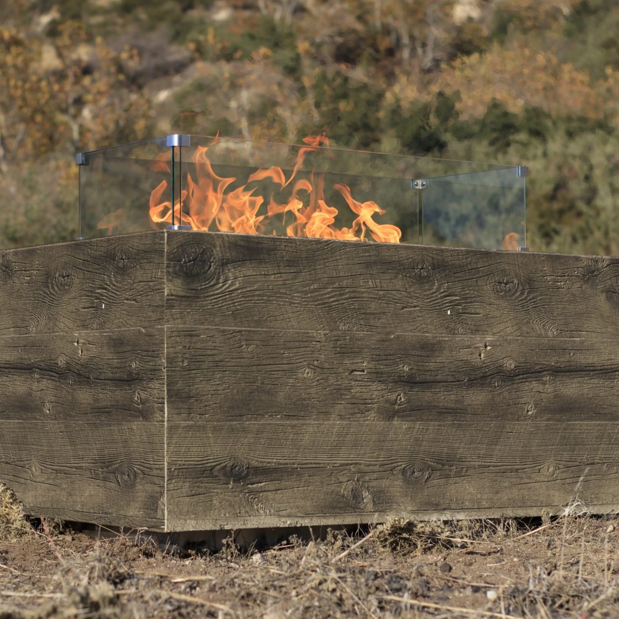 The Outdoor Plus Catalina Propane Gas Woodgrain Fire Pit - Image 5