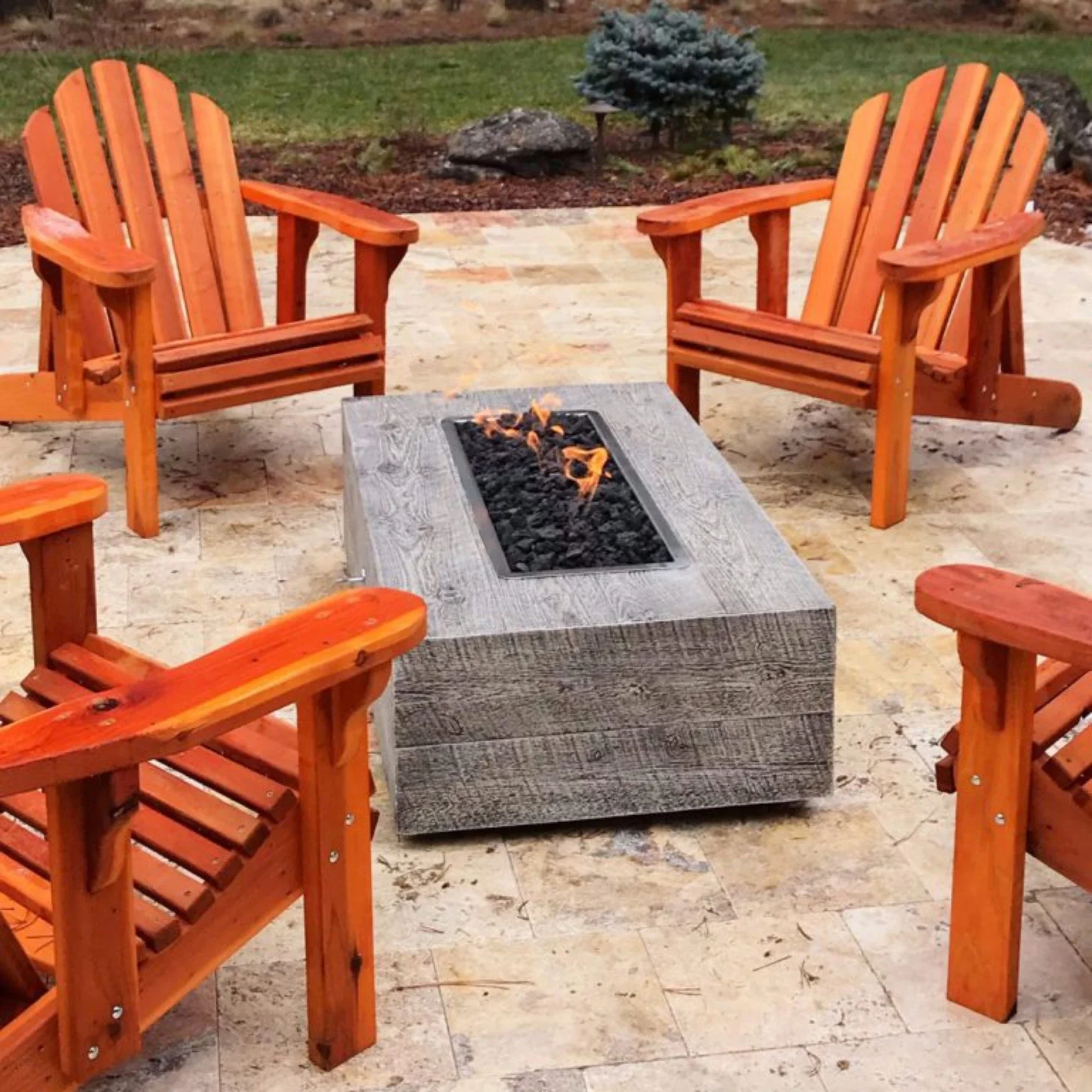 The Outdoor Plus Coronado Woodgrain Propane Gas Fire Pit - Image 6