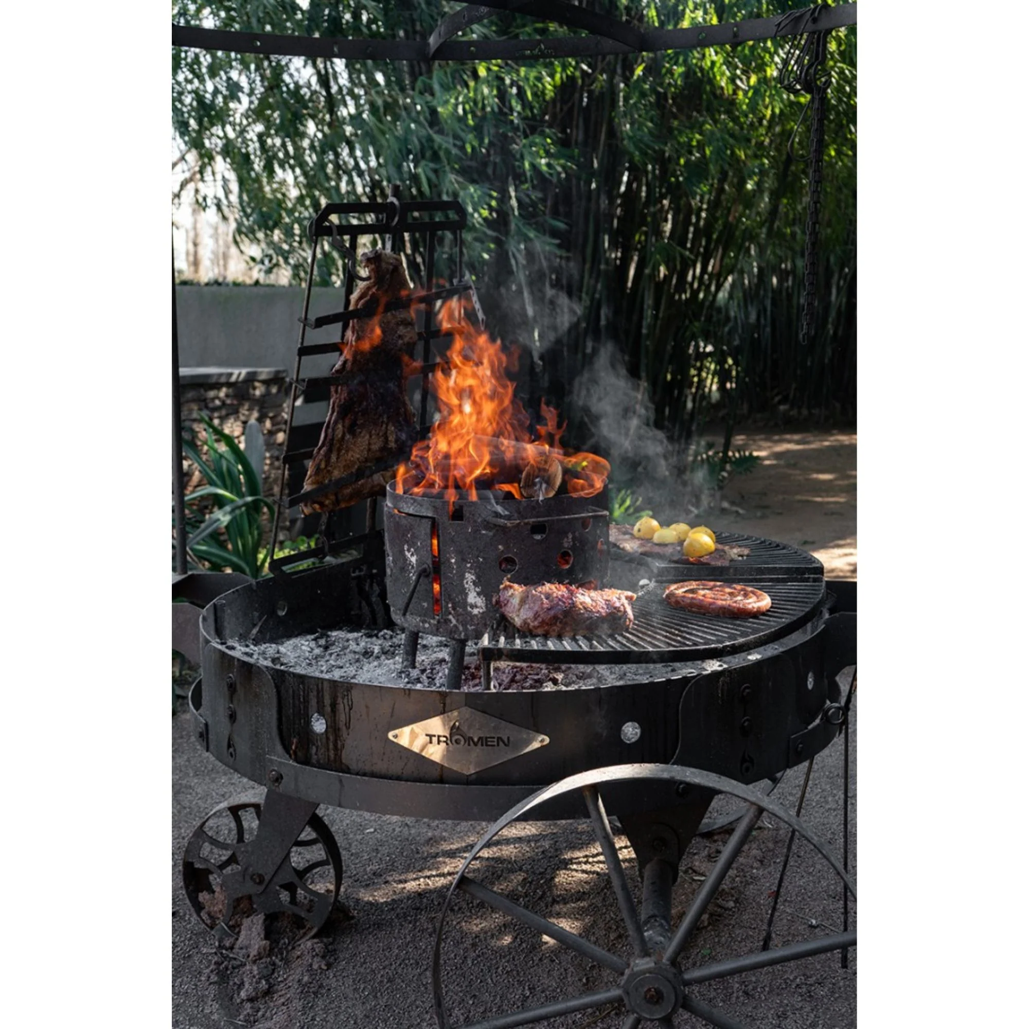 Tromen Duomo Firepit Open Fire Argentine Grill w/ Wheels - Image 8