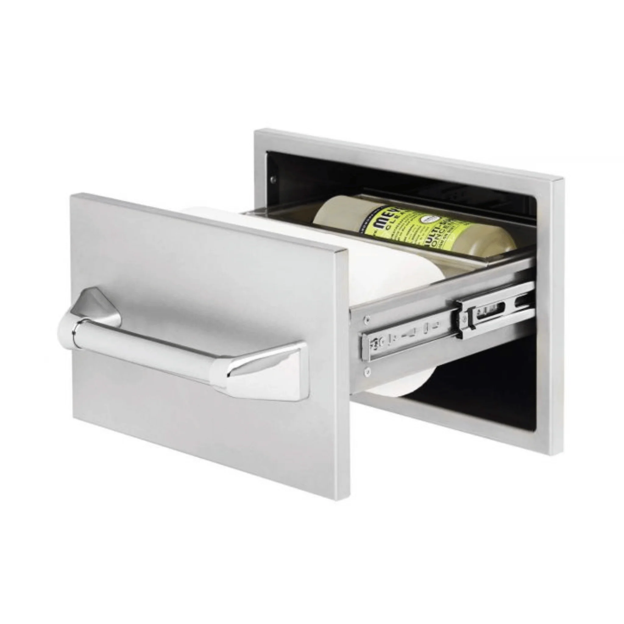 Twin Eagles 15-Inch Built-In Stainless Steel Paper Towel Drawer with Storage Tray - Image 2
