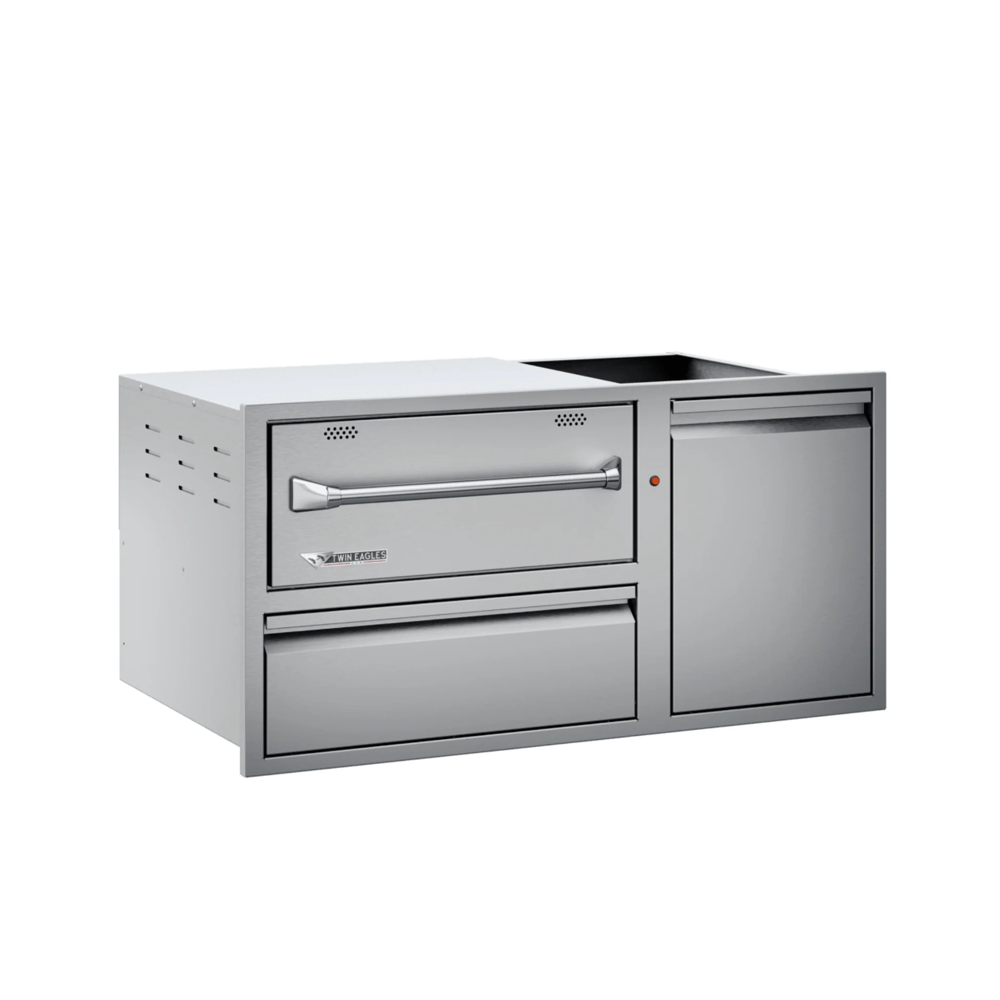 Twin Eagles 42-Inch Built-In 120V Electric Outdoor Warming Drawer with Utility Drawer & Roll-Out Trash/Propane Tank Bin - Image 3