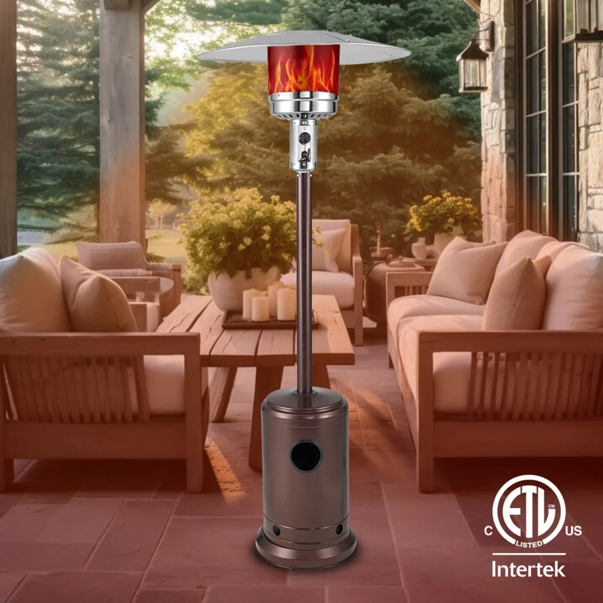 Well Traveled Living Aged Chestnut Finish Propane Gas Patio Heater - Image 2