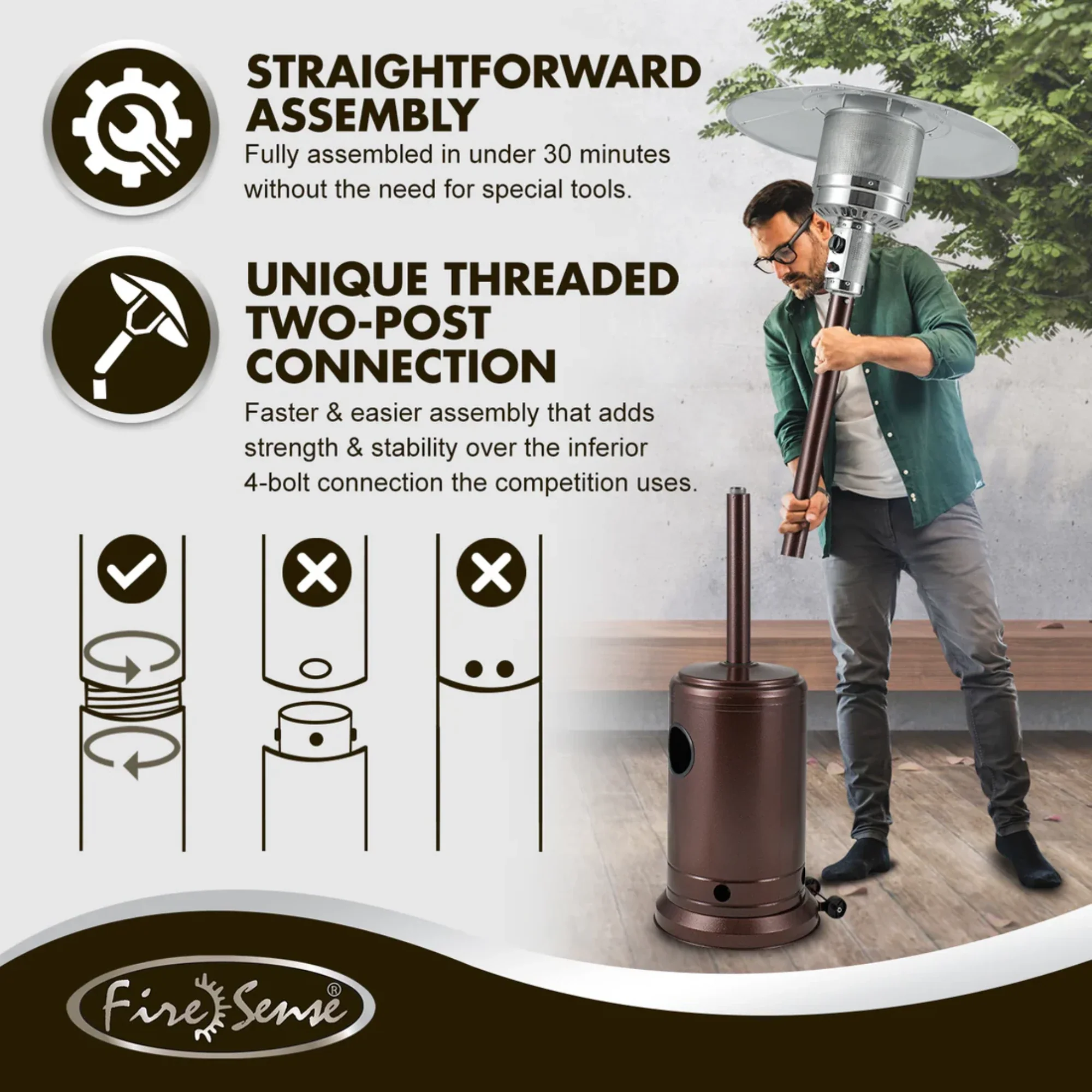 Well Traveled Living Aged Chestnut Finish Propane Gas Patio Heater - Image 5