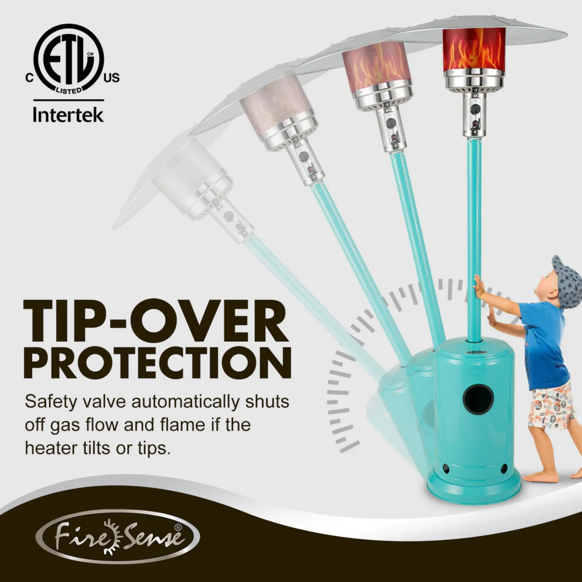 Well Traveled Living Aqua Blue Powder Coated Propane Patio Heater - Image 3