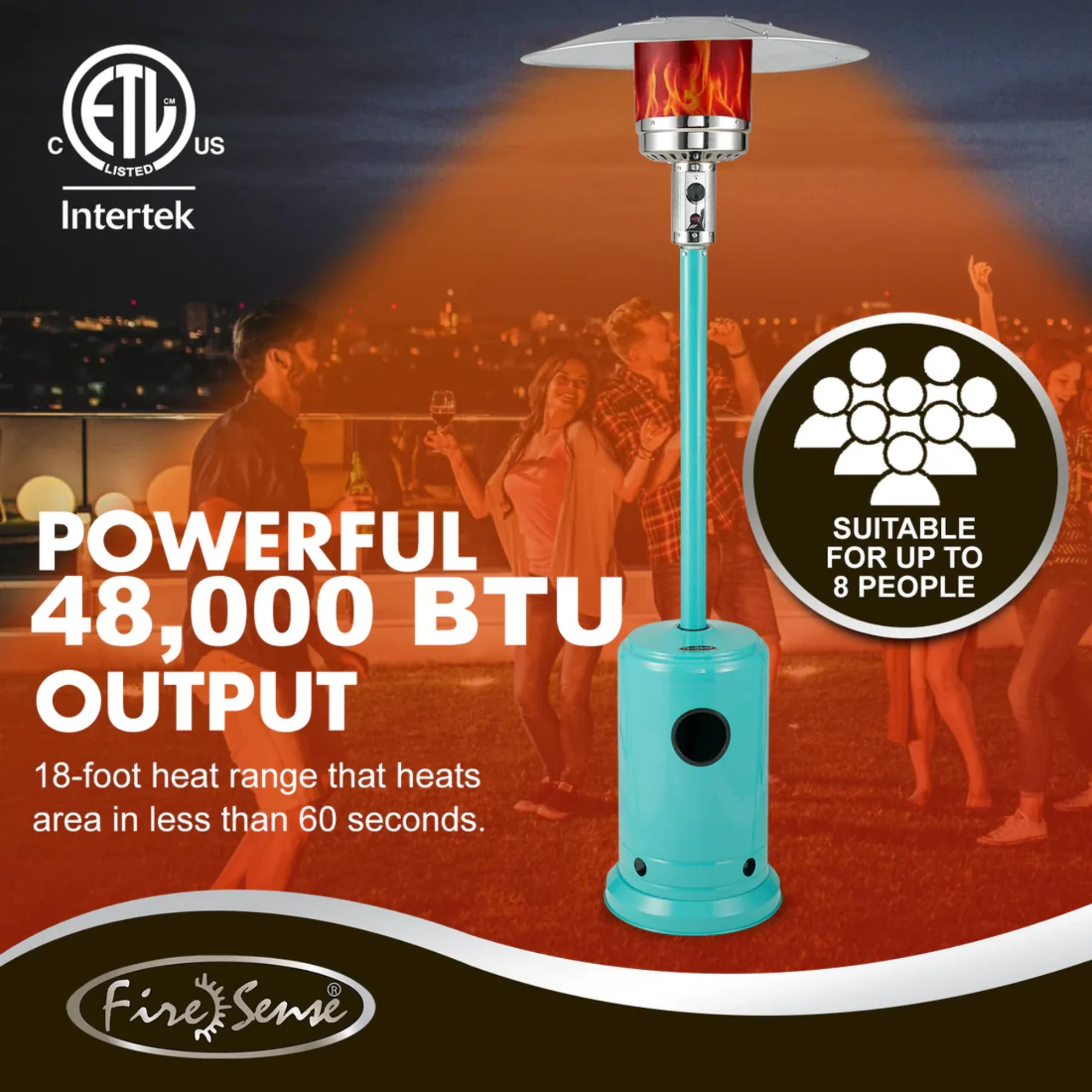 Well Traveled Living Aqua Blue Powder Coated Propane Patio Heater - Image 7