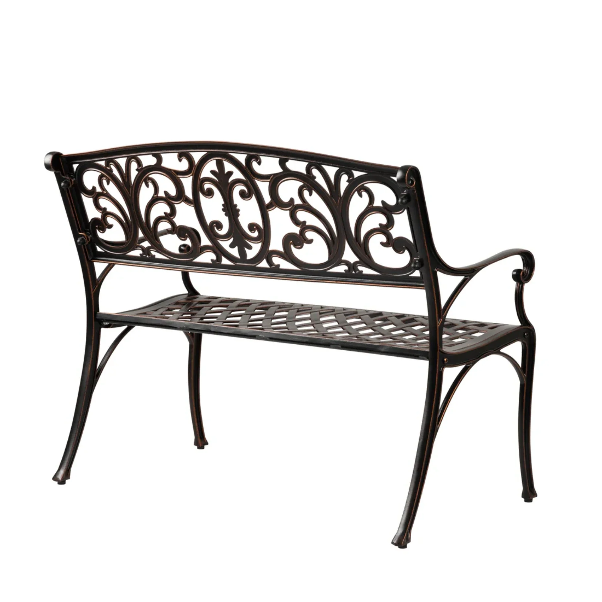 Well Traveled Living Decatur Aluminum Patio Bench in Antique Bronze - Image 4