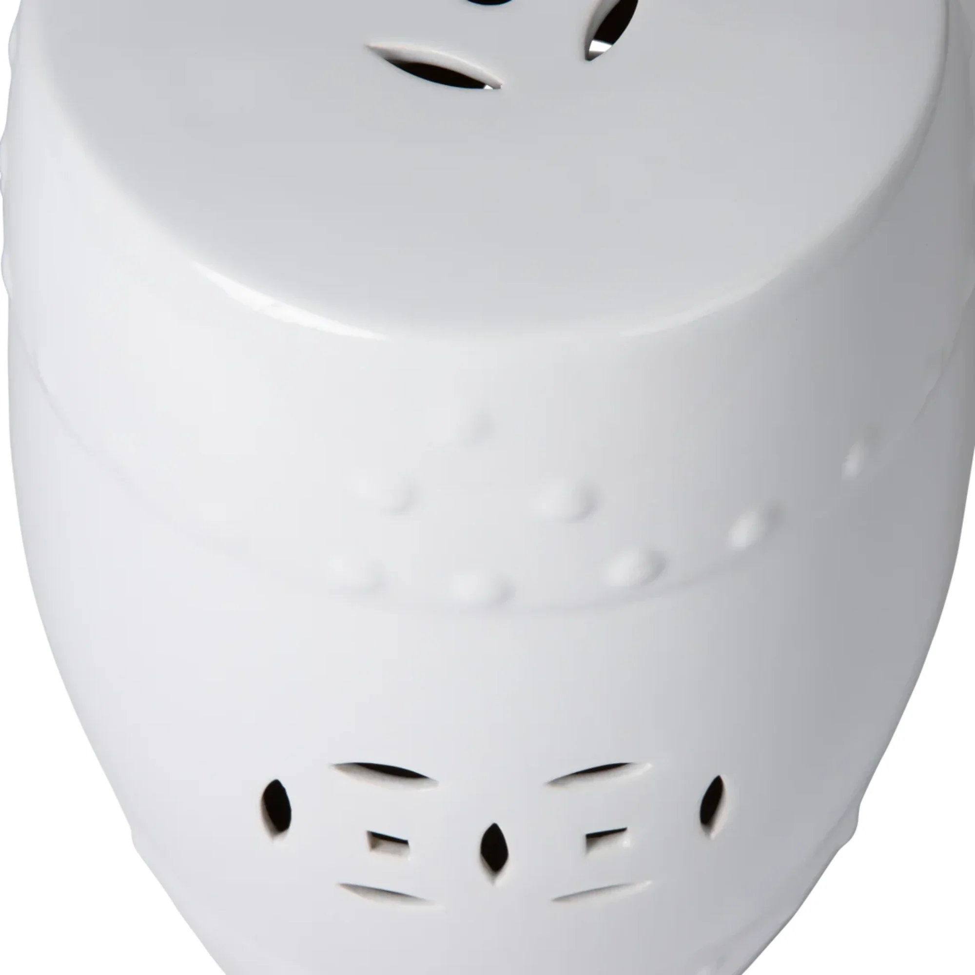 Well Traveled Living Double-Medallion Ceramic Stool in Optic White - Image 4