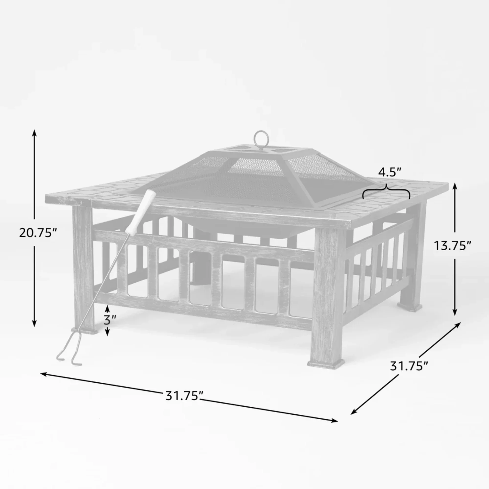 Well Traveled Living Foxdale Square Wood-Burning Fire Pit - Image 7