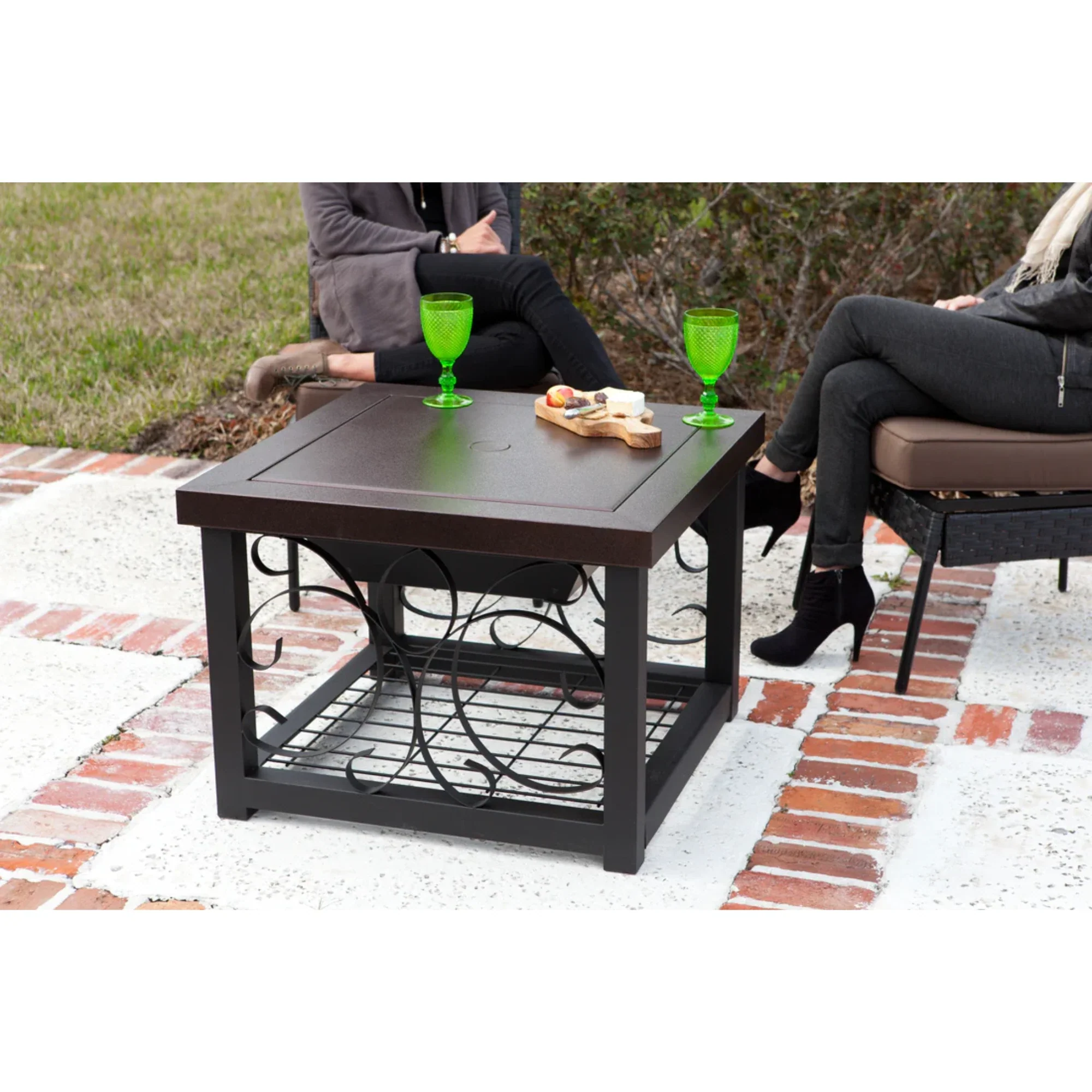 Well Traveled Living Hammer Tone Bronze Finish Cocktail Table Fire Pit - Image 5