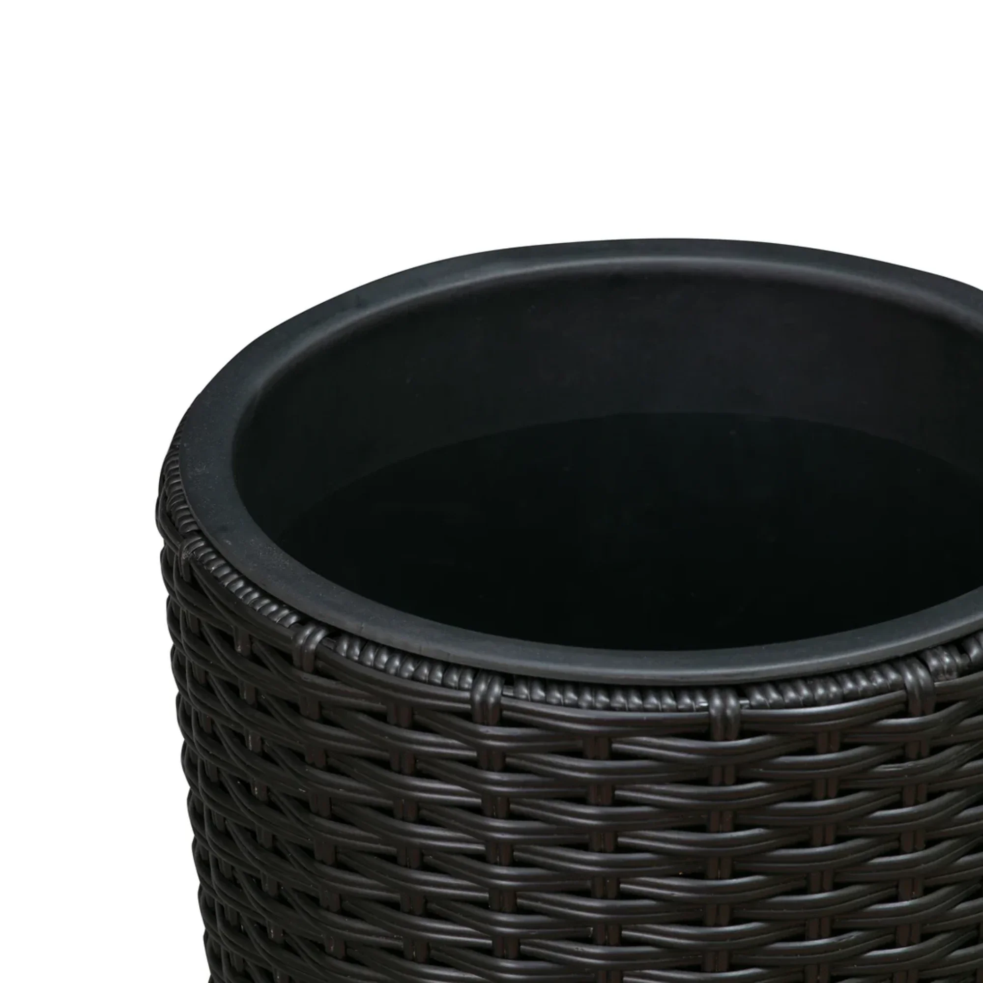 Well Traveled Living Noah Round Wicker Planter 2-piece Set in Black - Image 3