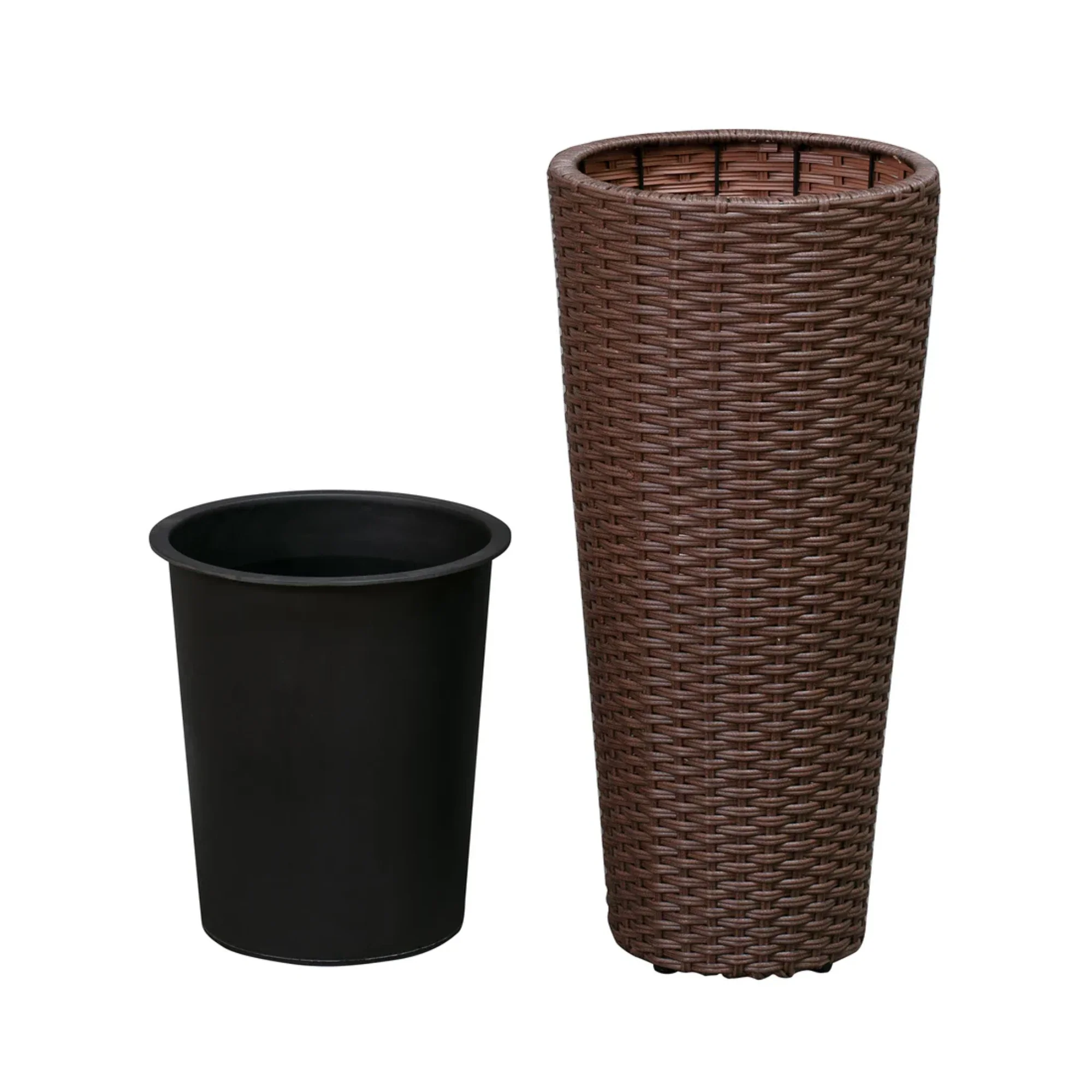 Well Traveled Living Noah Round Wicker Planter in Mocha 2-piece Set - Image 4
