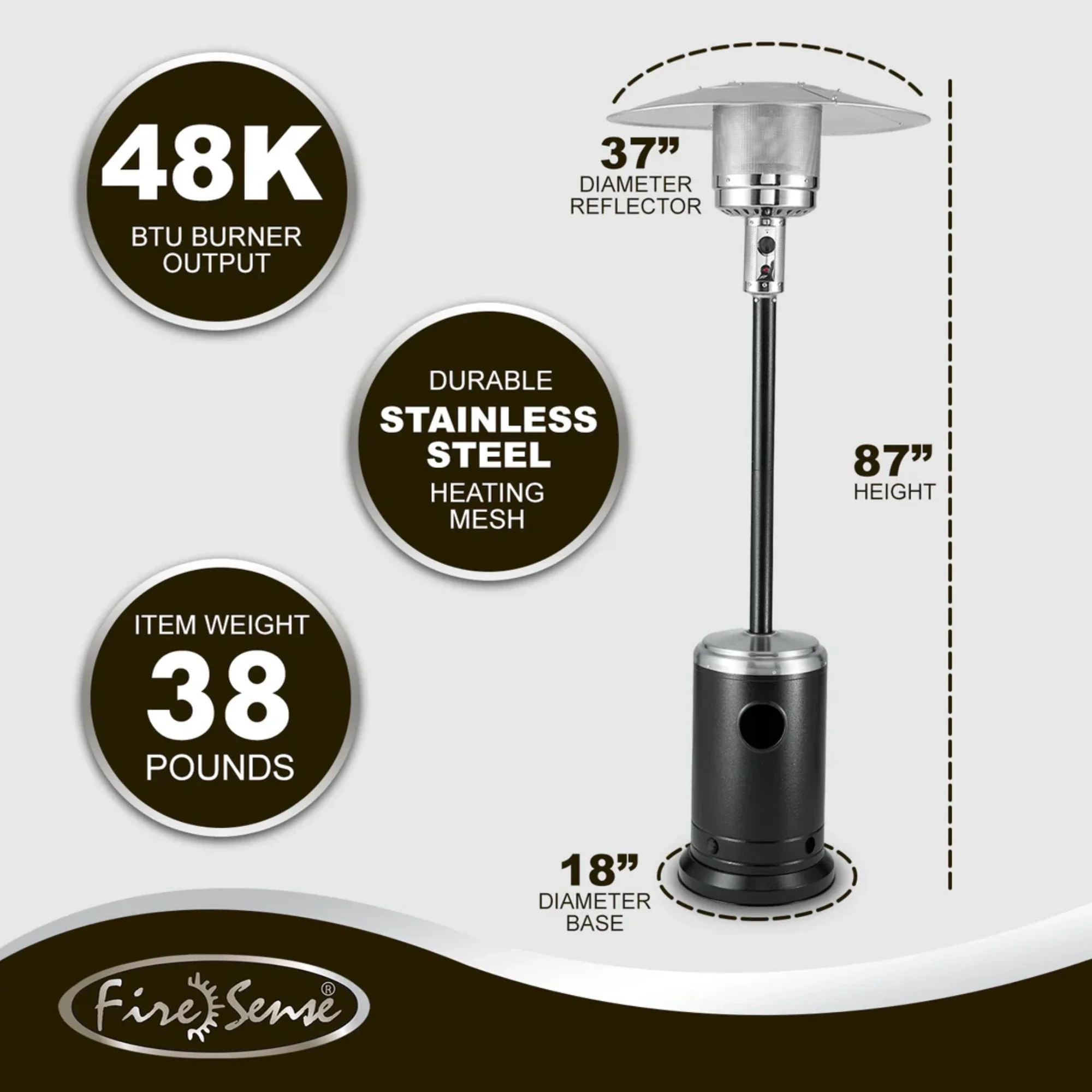 Well Traveled Living Onyx & Stainless Steel Finish Patio Heater - Image 3