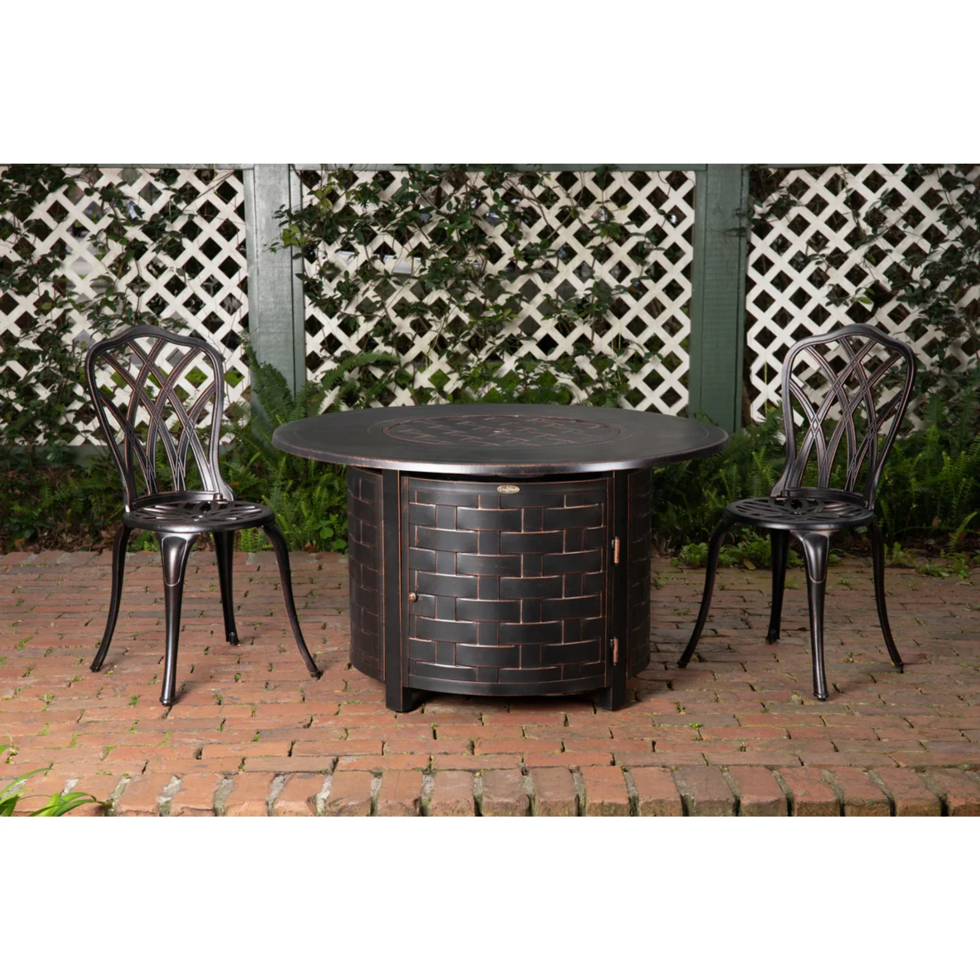 Well Traveled Living Perissa Woven Round Aluminum Propane Fire Pit - Image 8