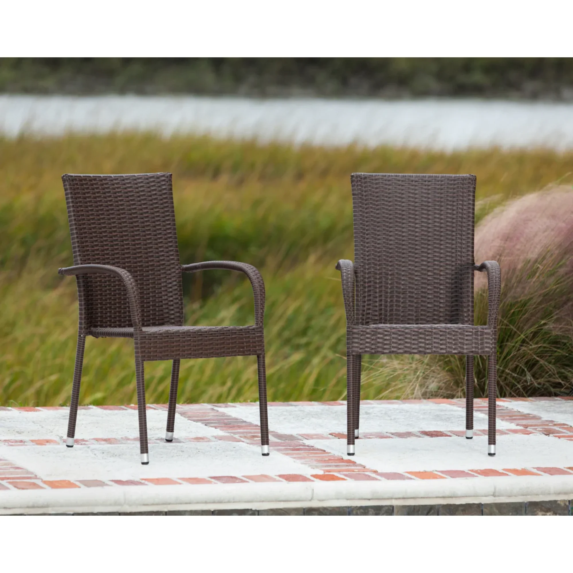 Well Traveled Living Set of 4 Morgan Outdoor Wicker Chairs - Image 3