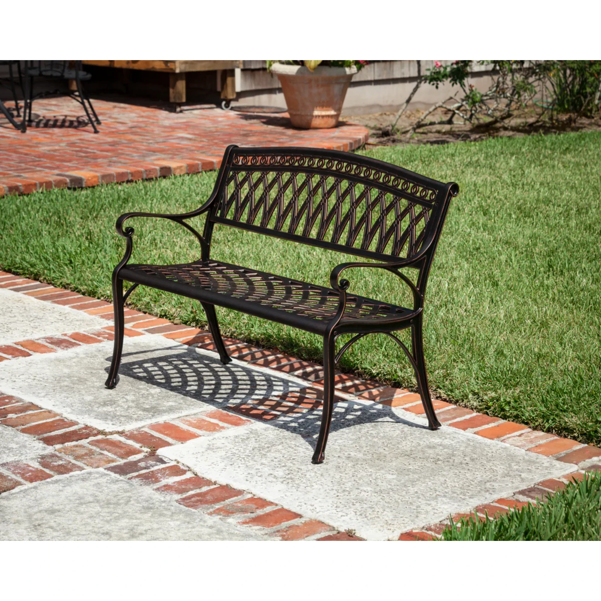 Well Traveled Living Simone Cast Aluminum Bench - Image 6