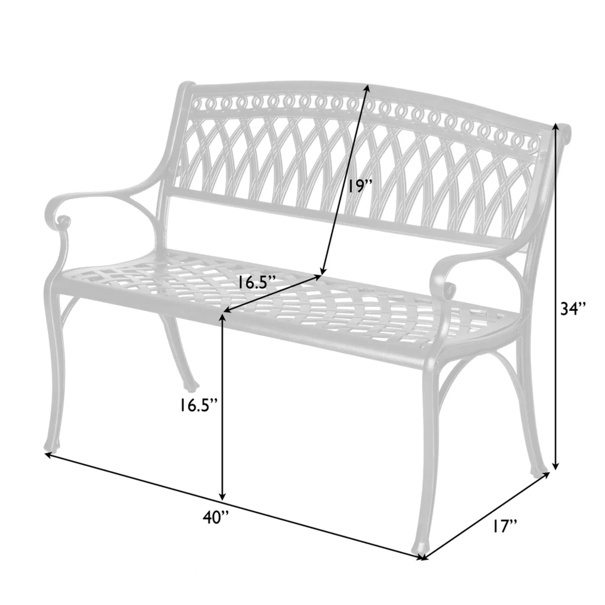Well Traveled Living Simone Cast Aluminum Bench - Image 7