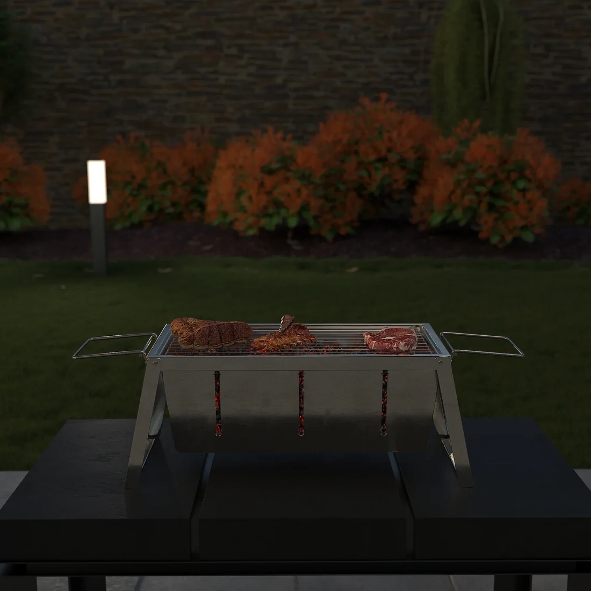 Well Traveled Living Stainless Steel Foldaway Charcoal Grill - Image 6
