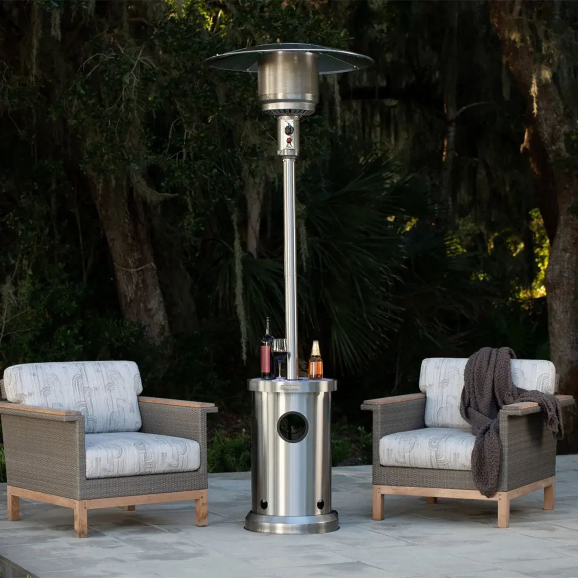 Well Traveled Living Stainless Steel Patio Heater w/ Led Table - Image 2