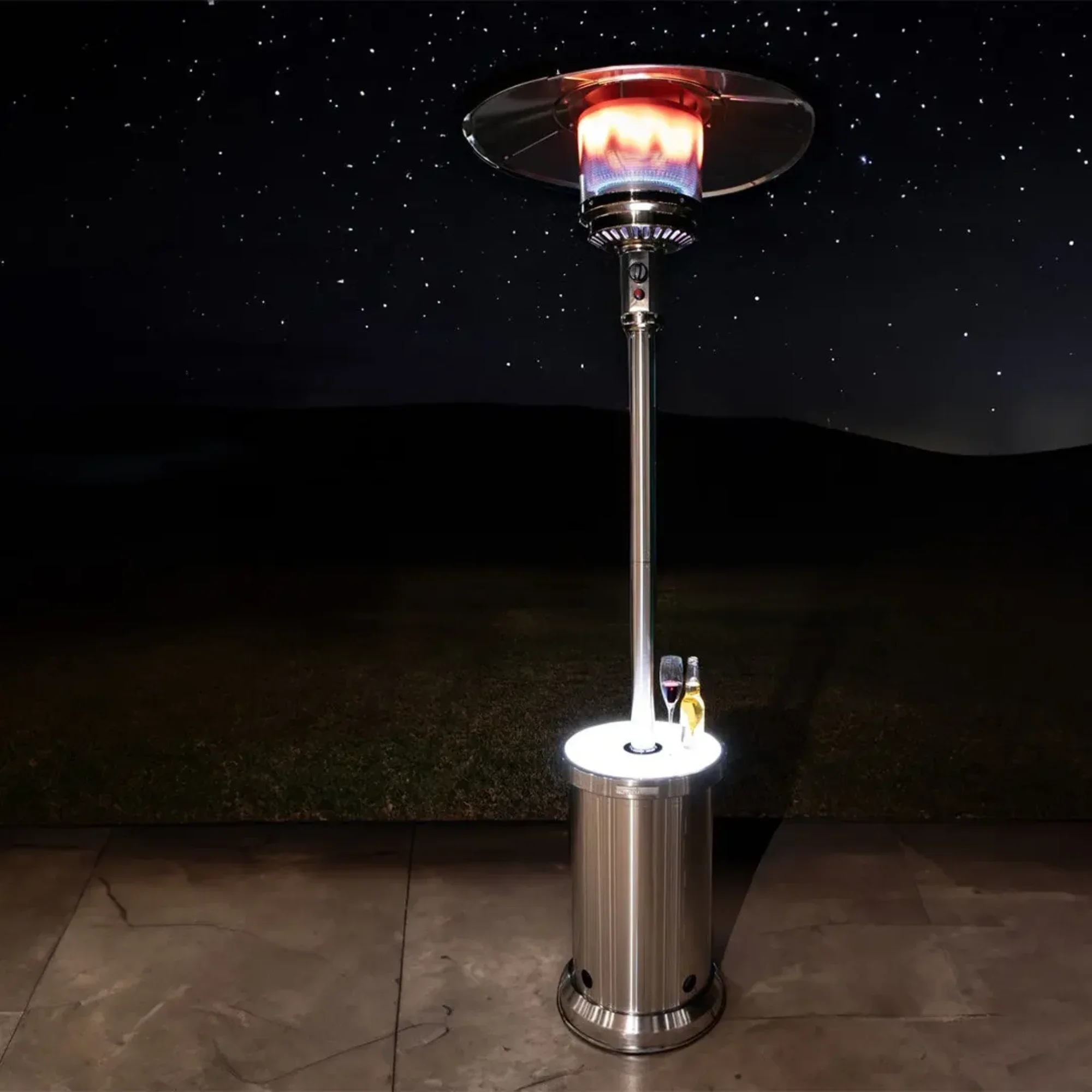 Well Traveled Living Stainless Steel Patio Heater w/ Led Table - Image 3