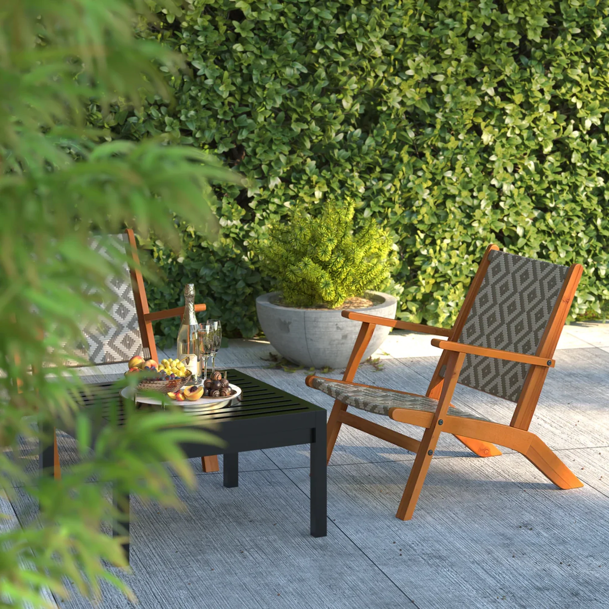 Well Traveled Living Vega Natural Stain Outdoor Chair in Diamond-Weave Wicker - Image 7